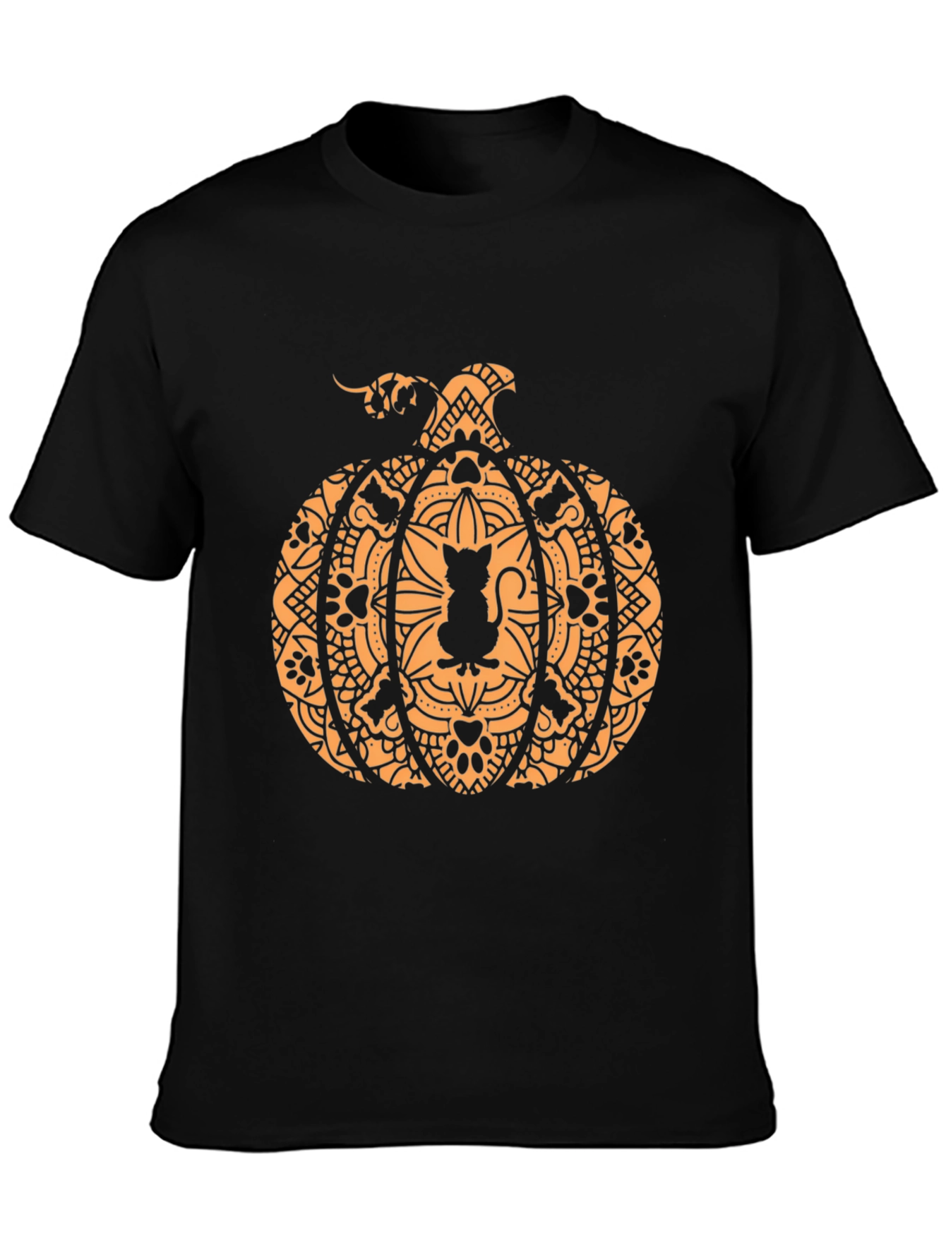 Halloween Cat Pumpkin Graphic Tee - Spooky Season Style!