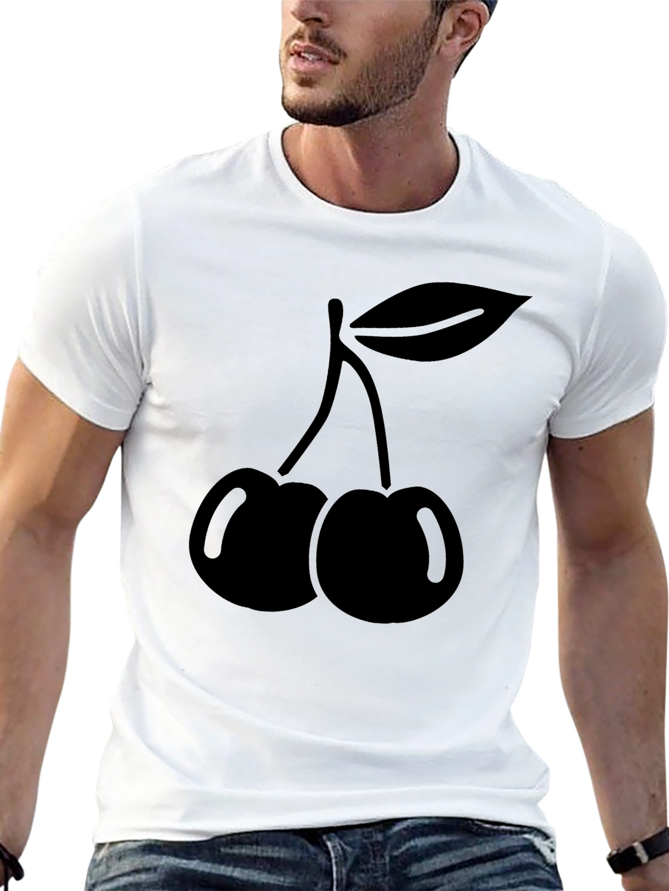 Mens Black Cherry Graphic Tee - Casual Style