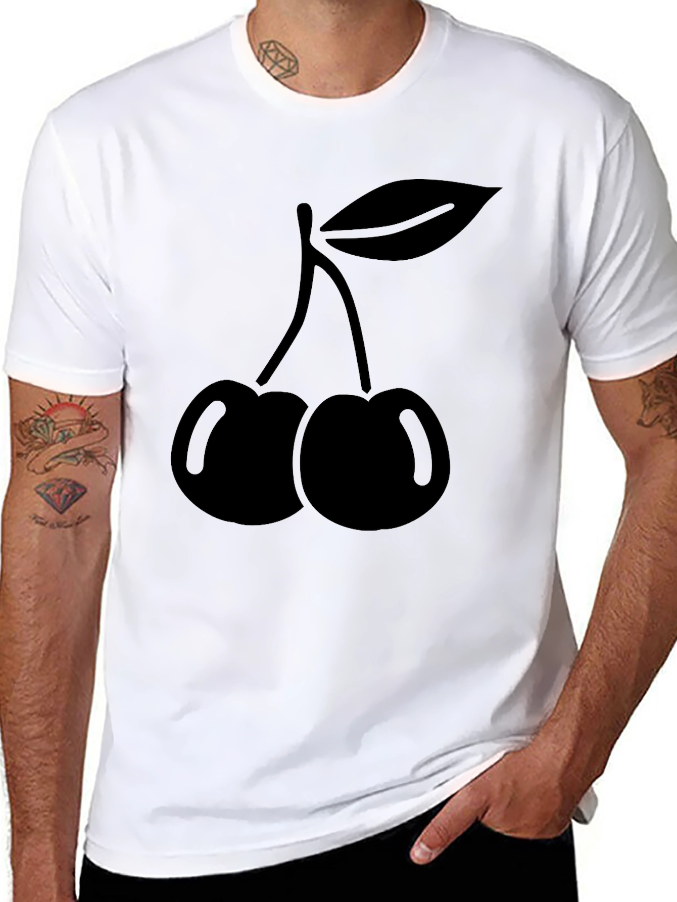 Mens Black Cherry Graphic Tee - Casual Style