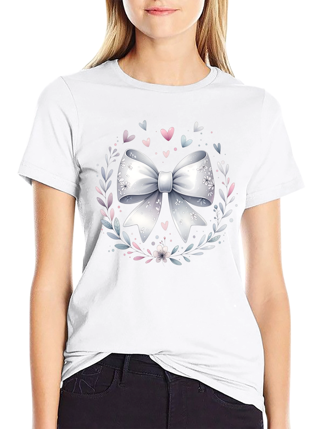 Elegant Bow Wreath Graphic Tee