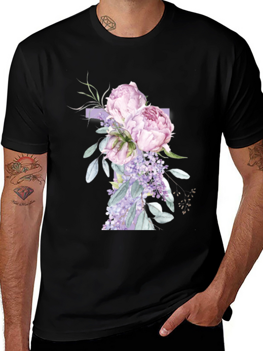 Floral Cross Graphic T-Shirt - Stylish Christian Tee