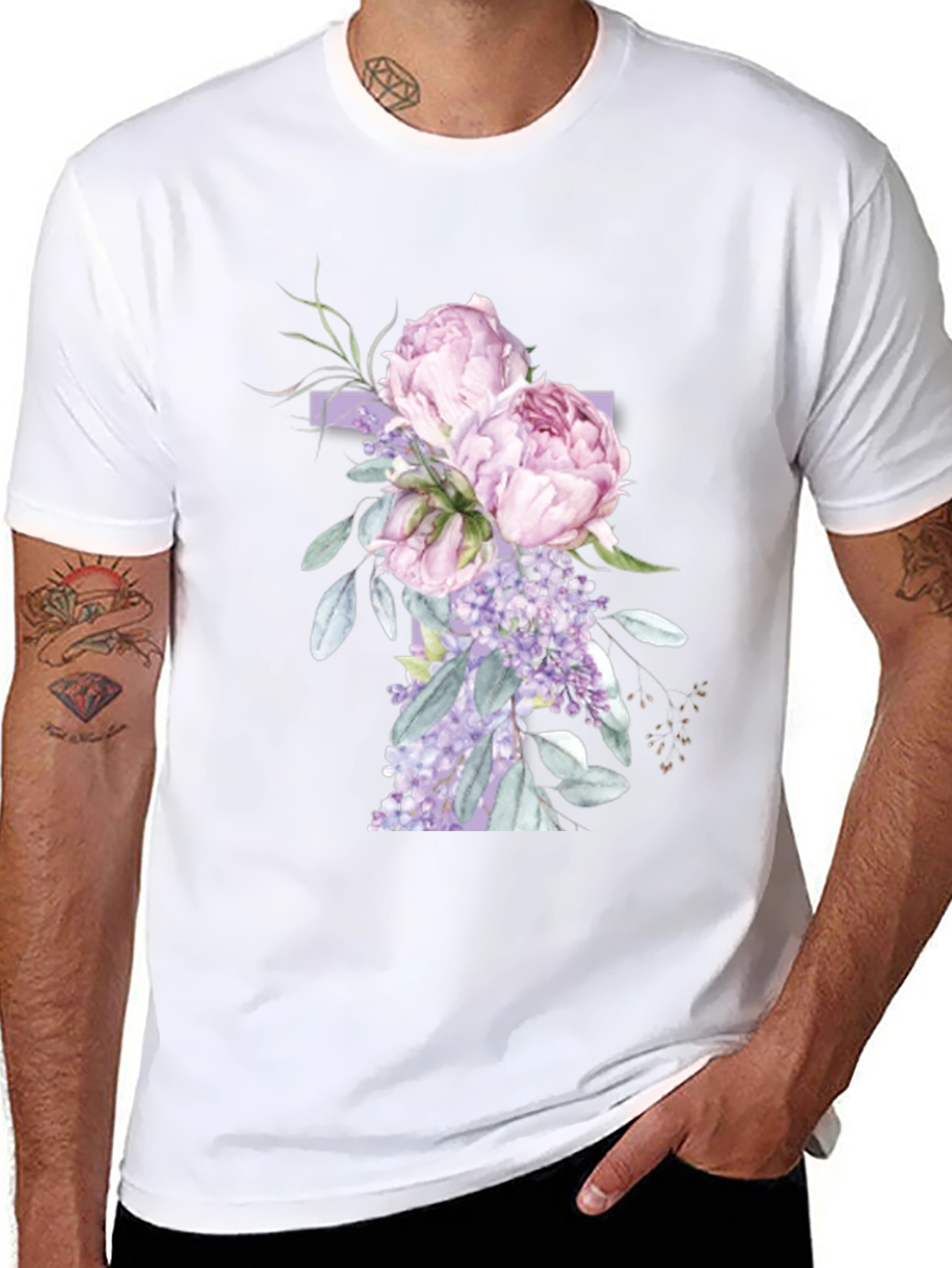 Floral Cross Graphic T-Shirt - Stylish Christian Tee