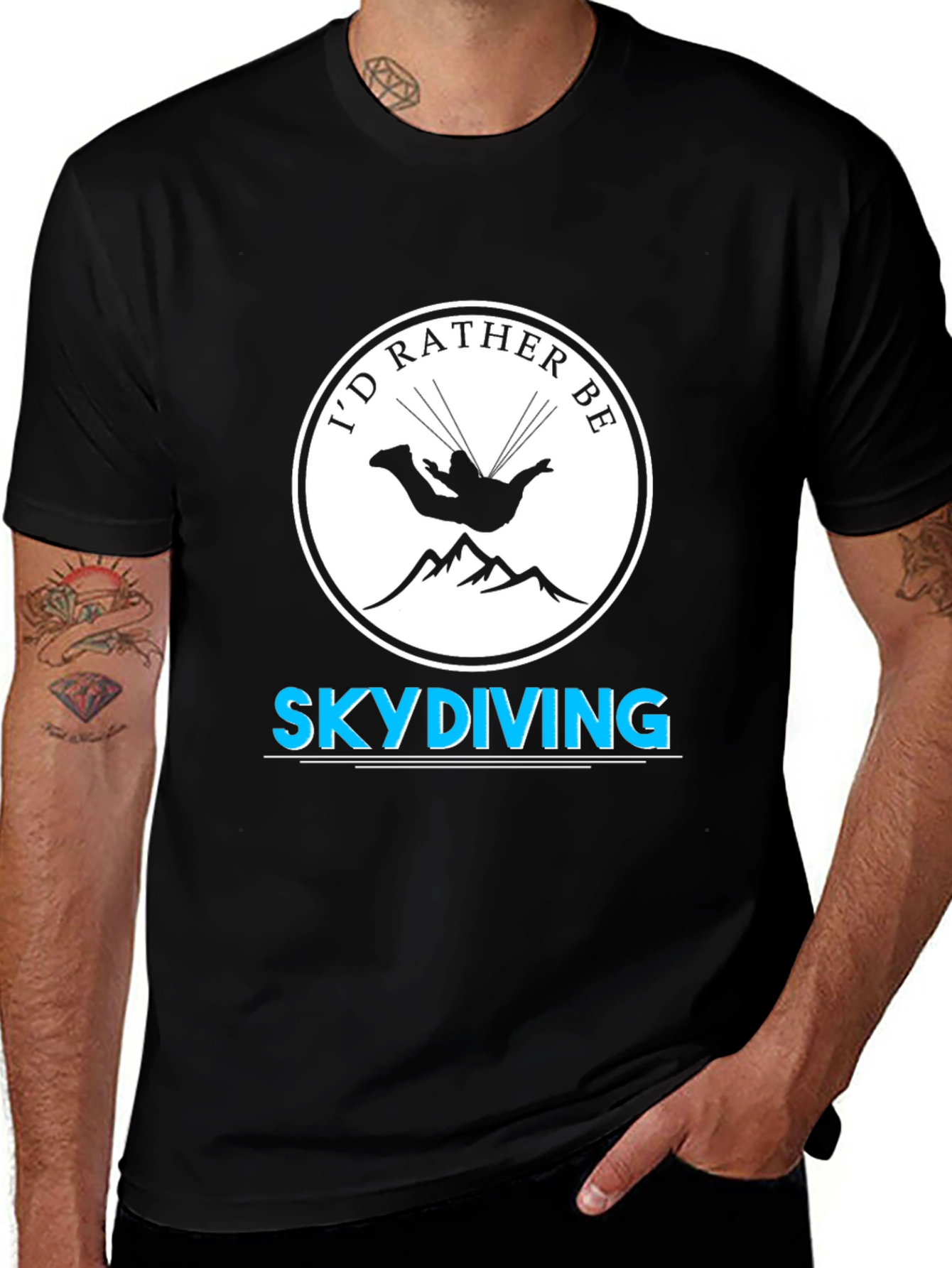 Id Rather Be Skydiving Black T-Shirt