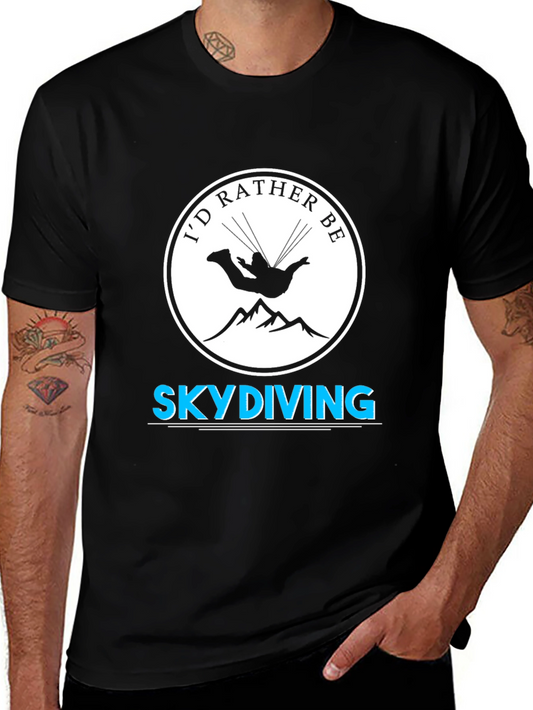 Id Rather Be Skydiving Black T-Shirt