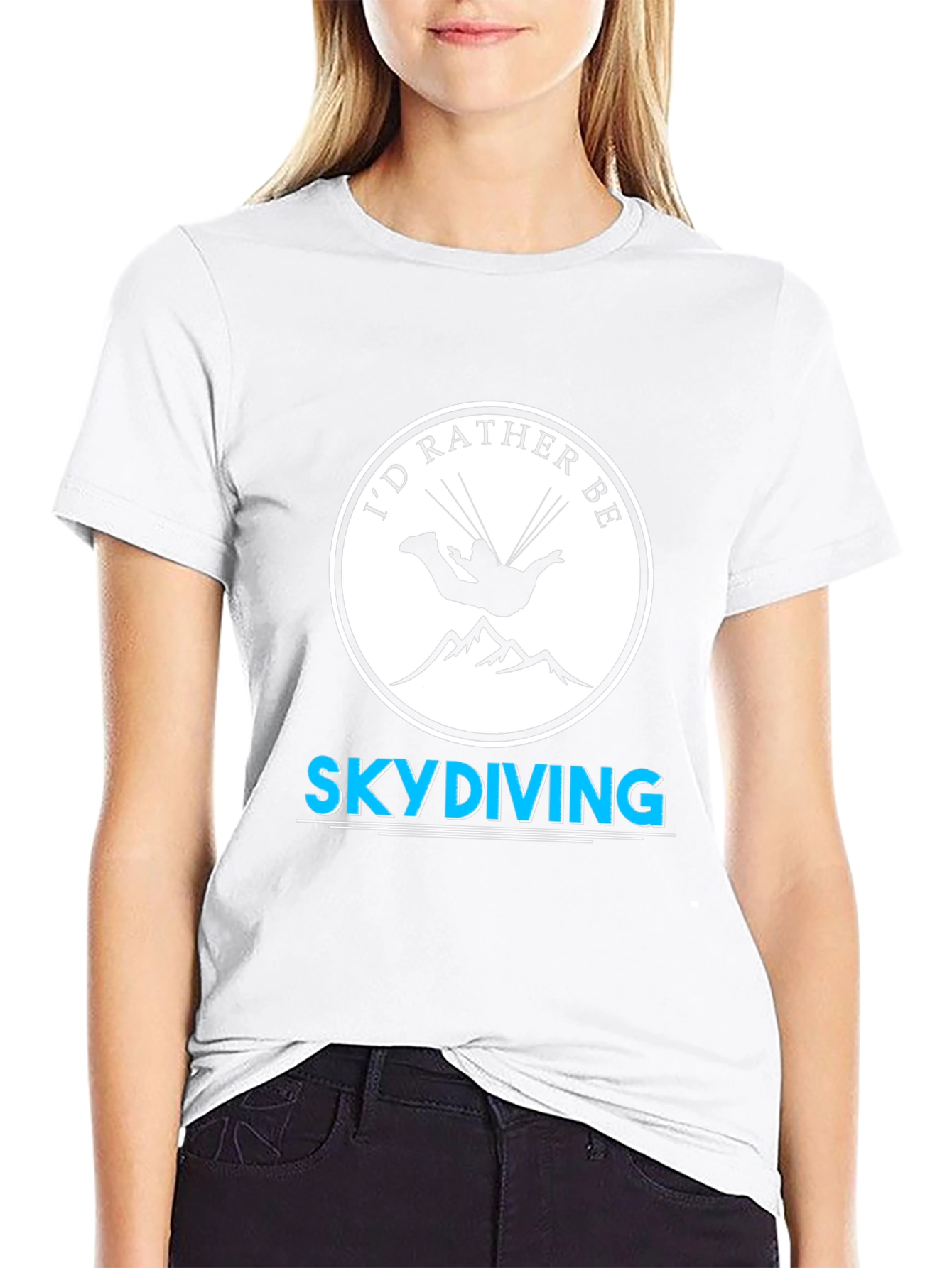 Id Rather Be Skydiving Black T-Shirt