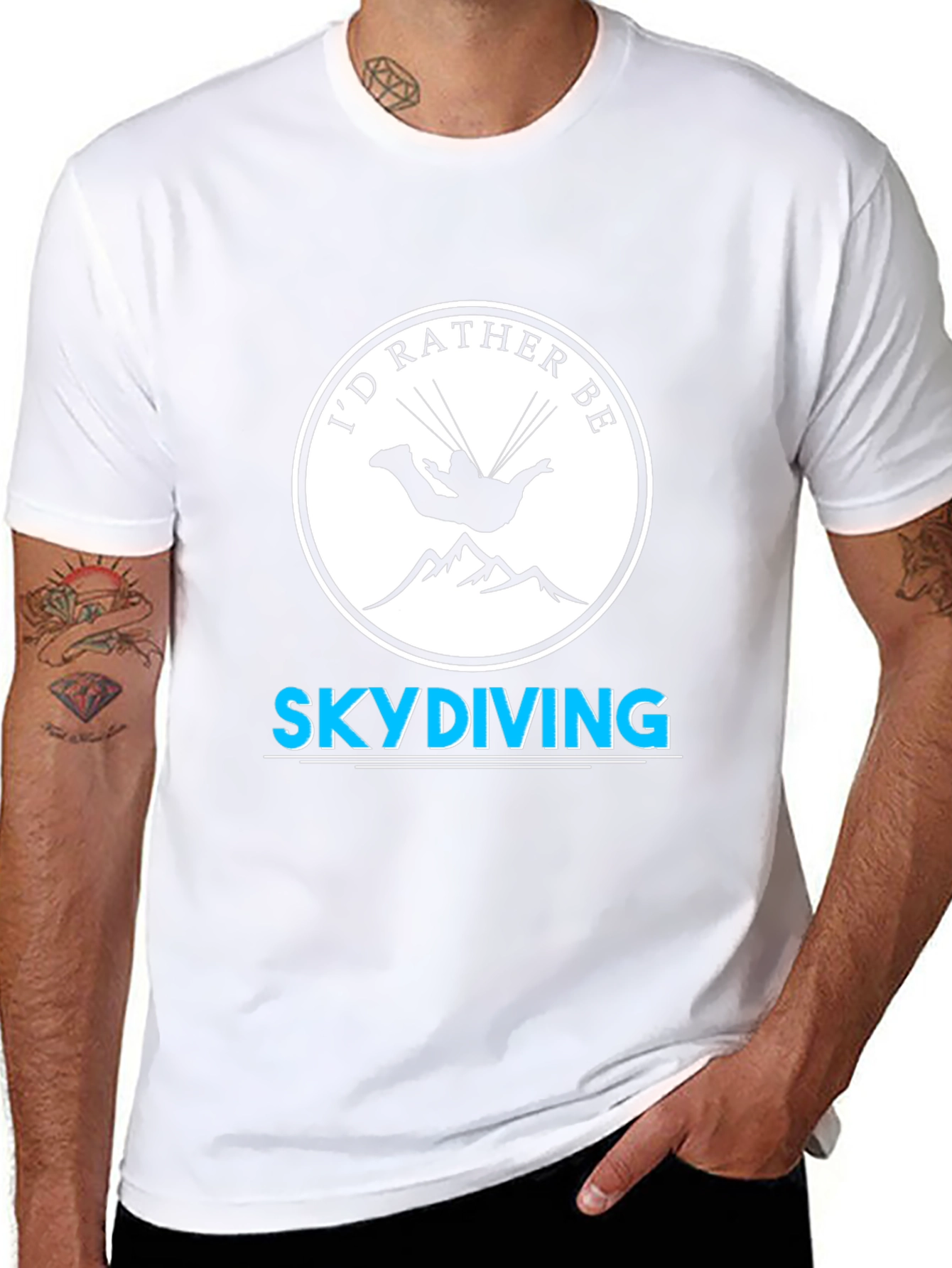 Id Rather Be Skydiving Black T-Shirt