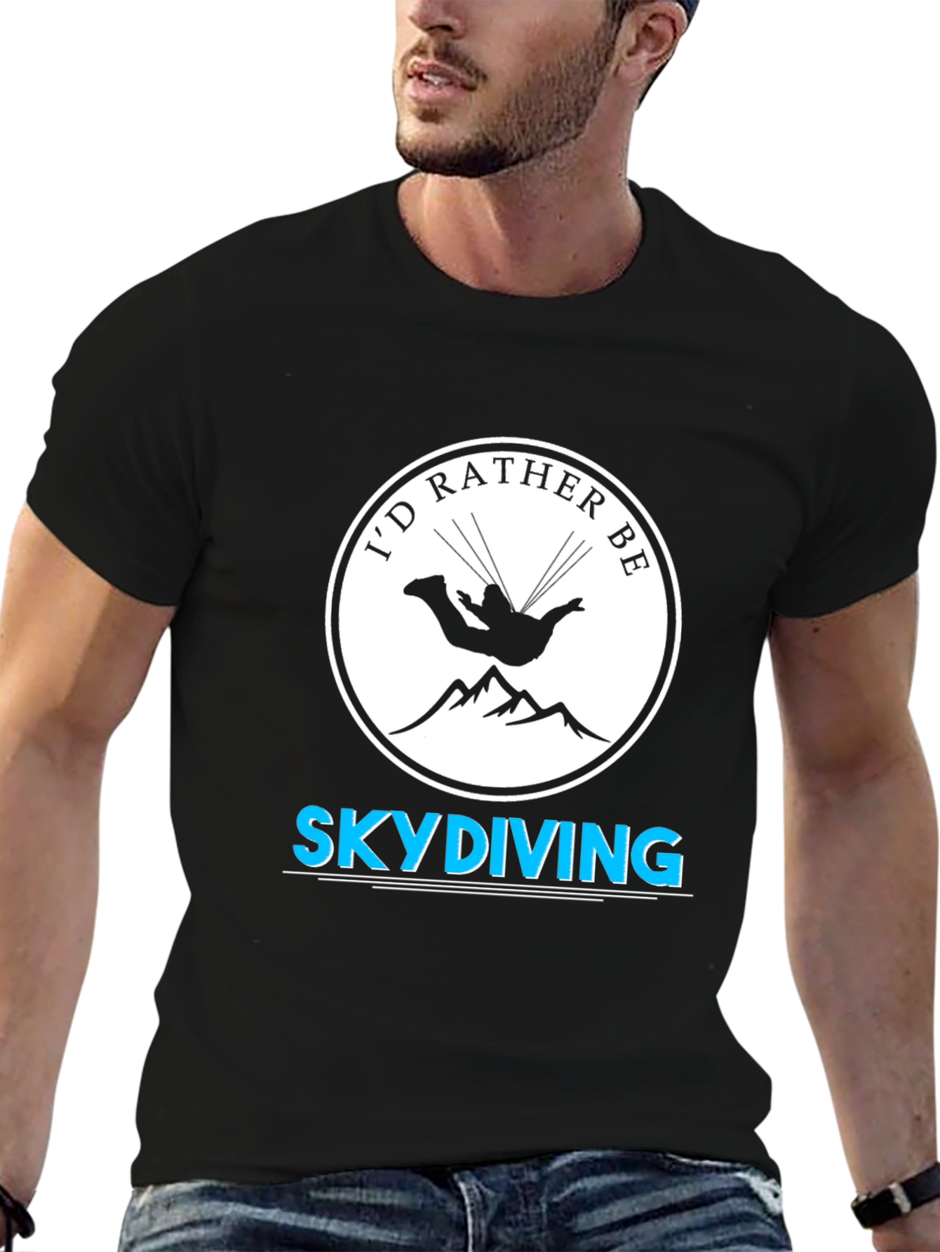 Id Rather Be Skydiving Black T-Shirt