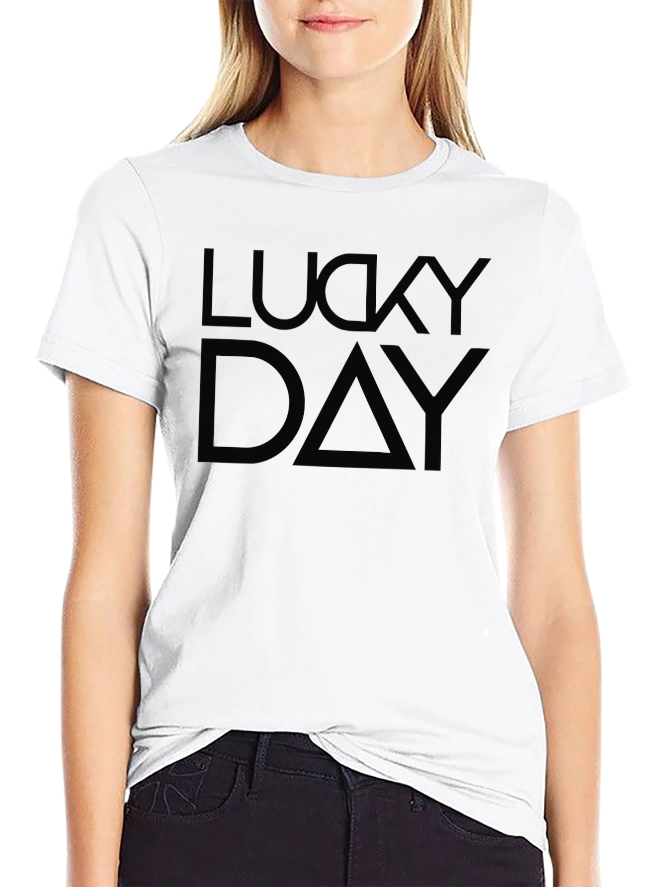 Lucky Day Graphic Print Black T-Shirt