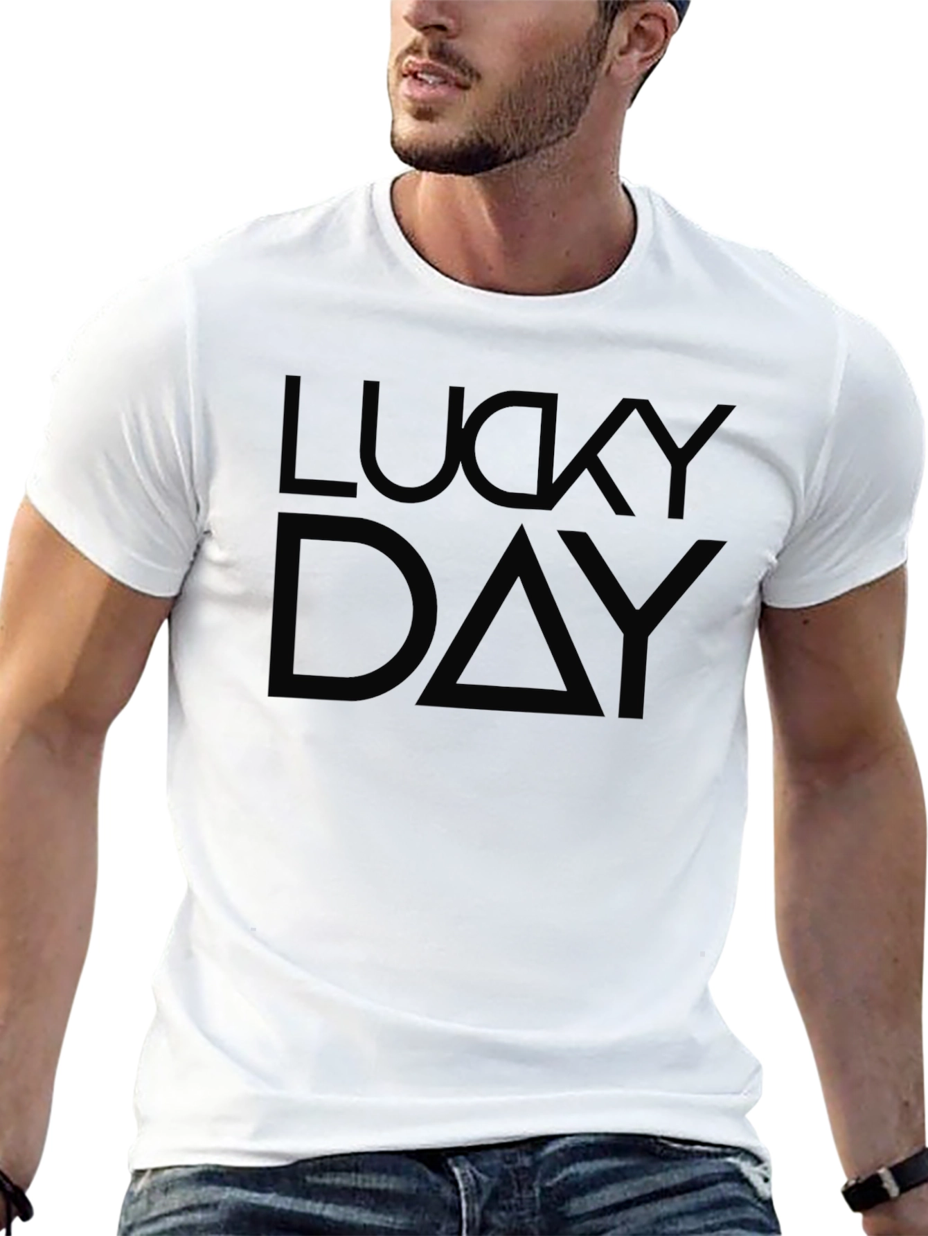 Lucky Day Graphic Print Black T-Shirt