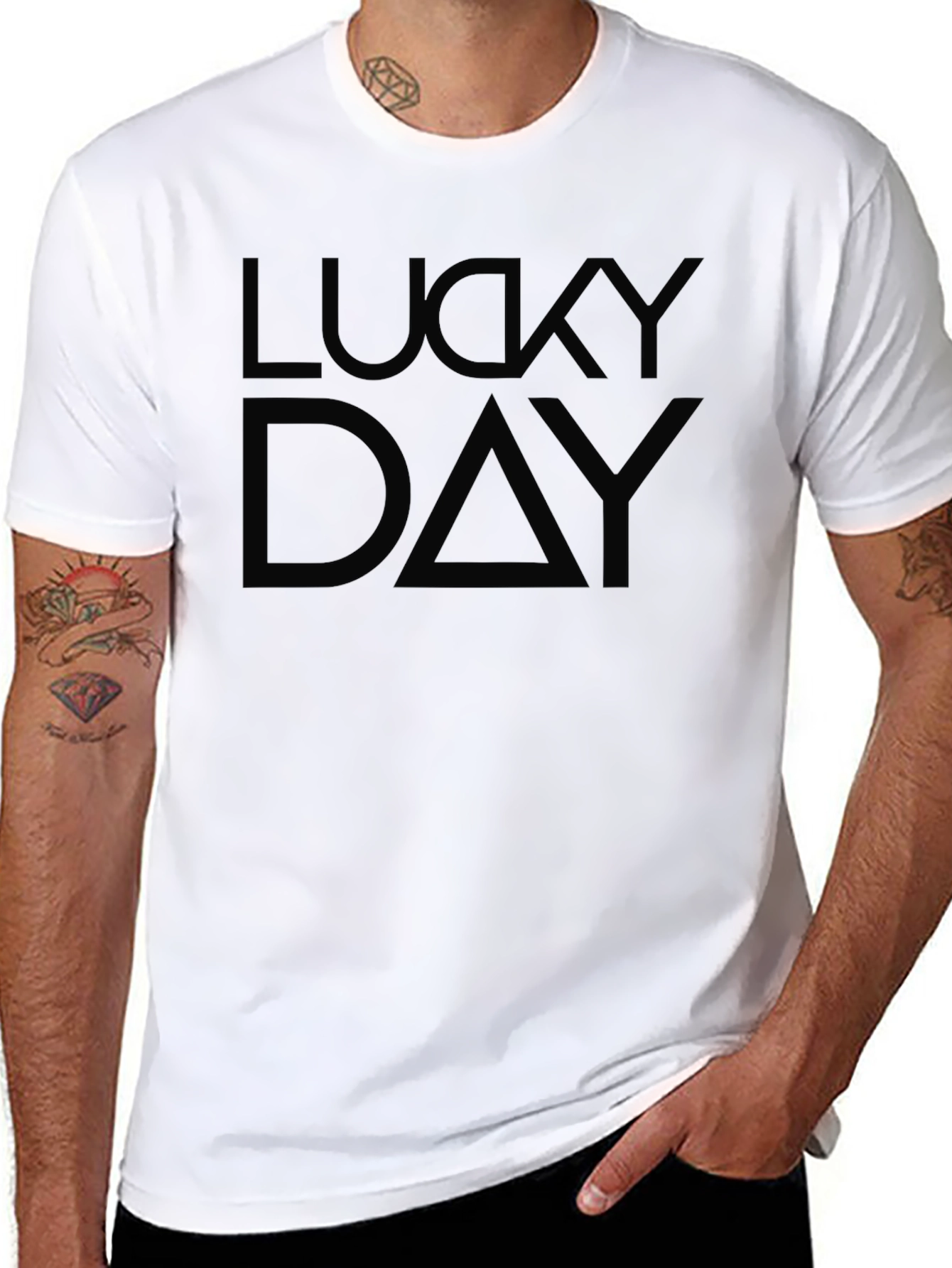 Lucky Day Graphic Print Black T-Shirt
