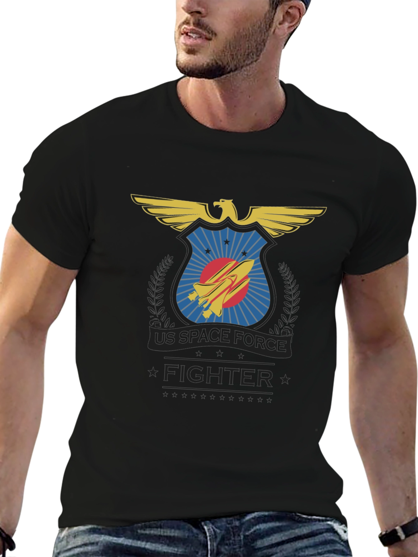 US Space Force Fighter T-Shirt Black