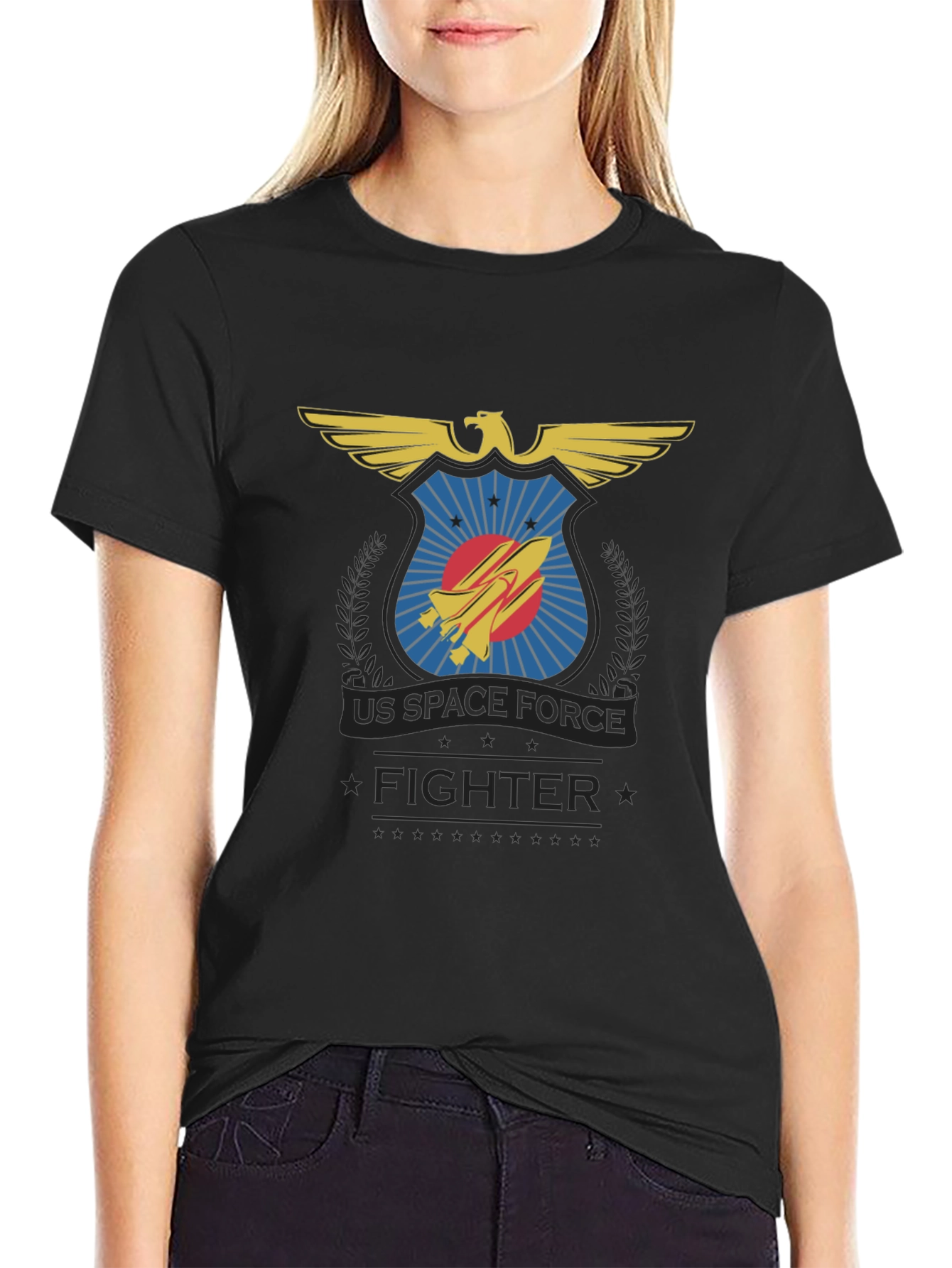 US Space Force Fighter T-Shirt Black