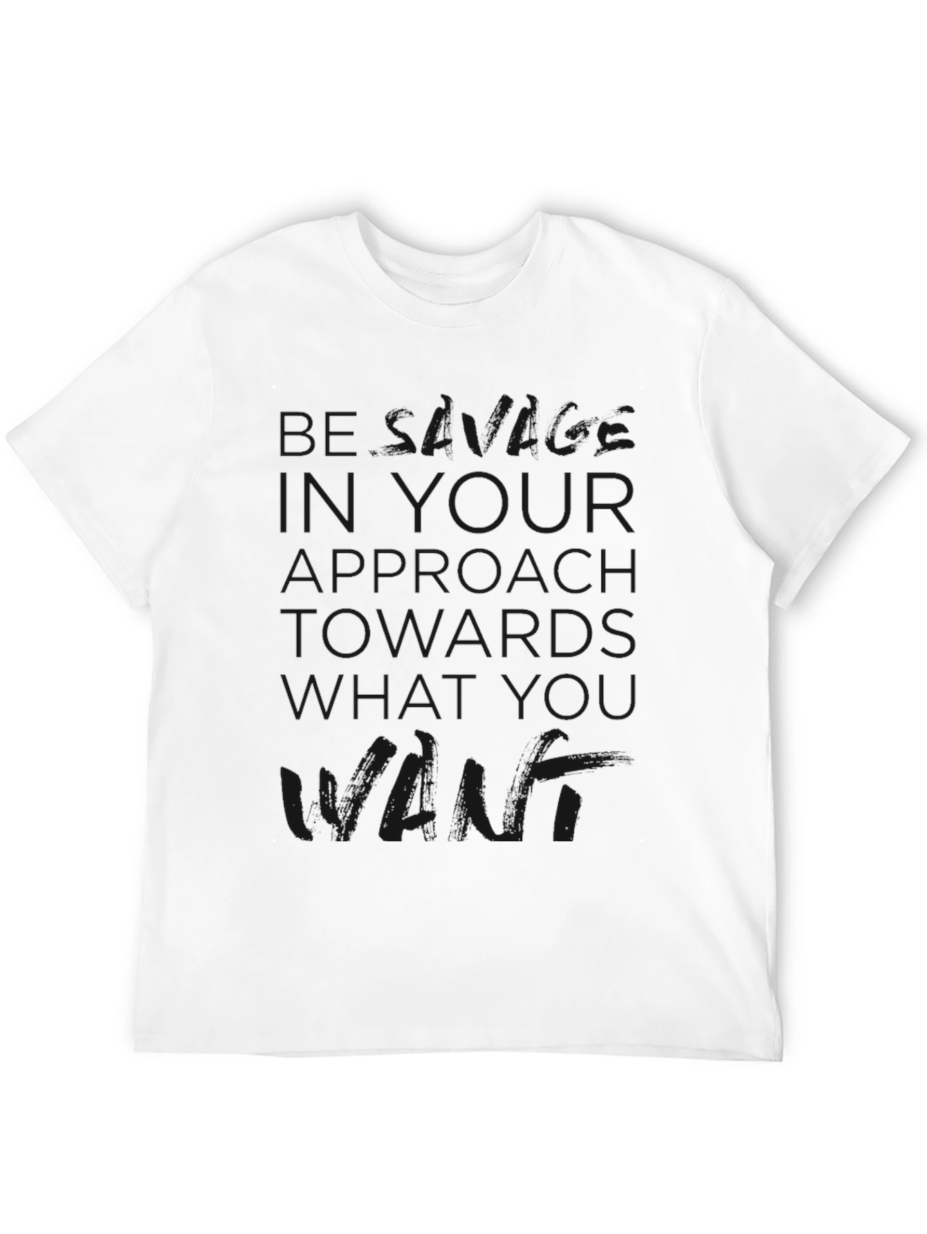 Mens Black T-Shirt with Motivational Text Graphic