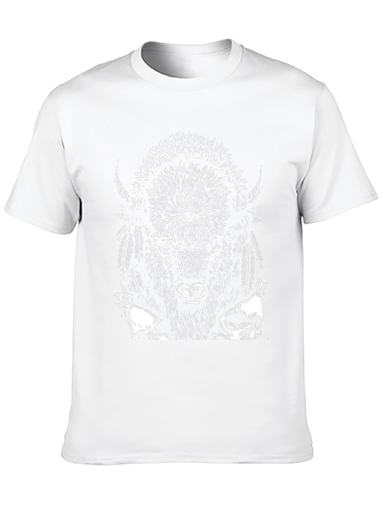 Bison Skull Graphic Tee - Black Cotton T-Shirt