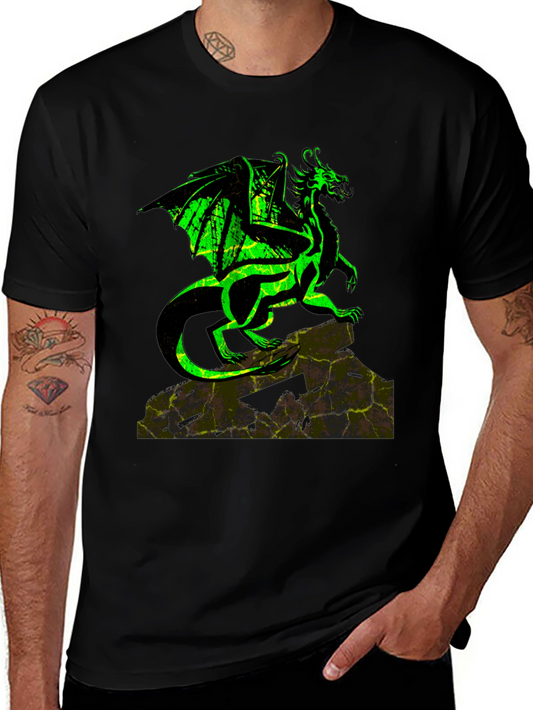 Dragon Graphic Tee - Black Cotton T-Shirt