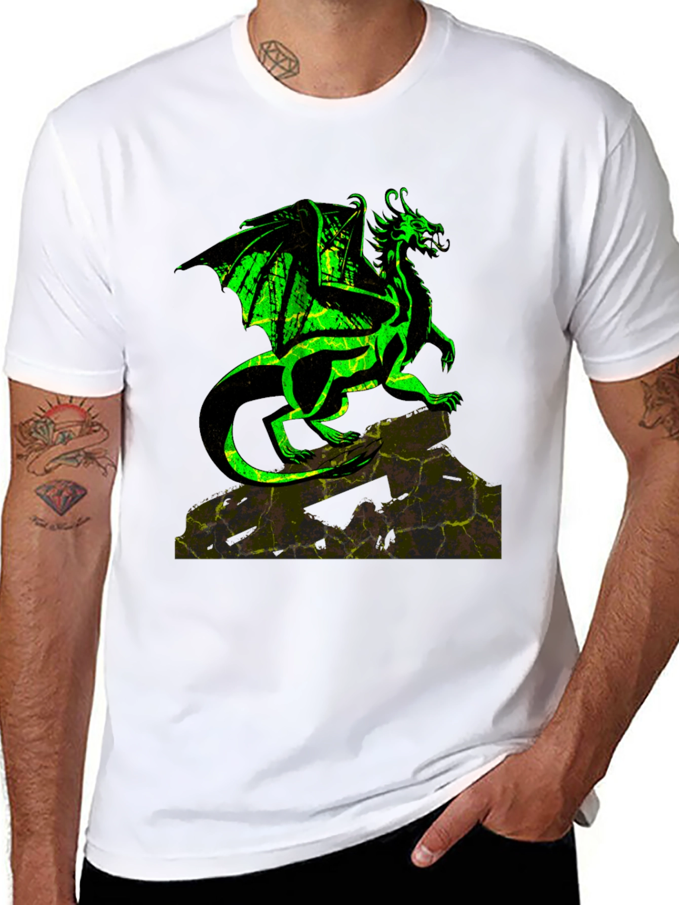 Dragon Graphic Tee - Black Cotton T-Shirt