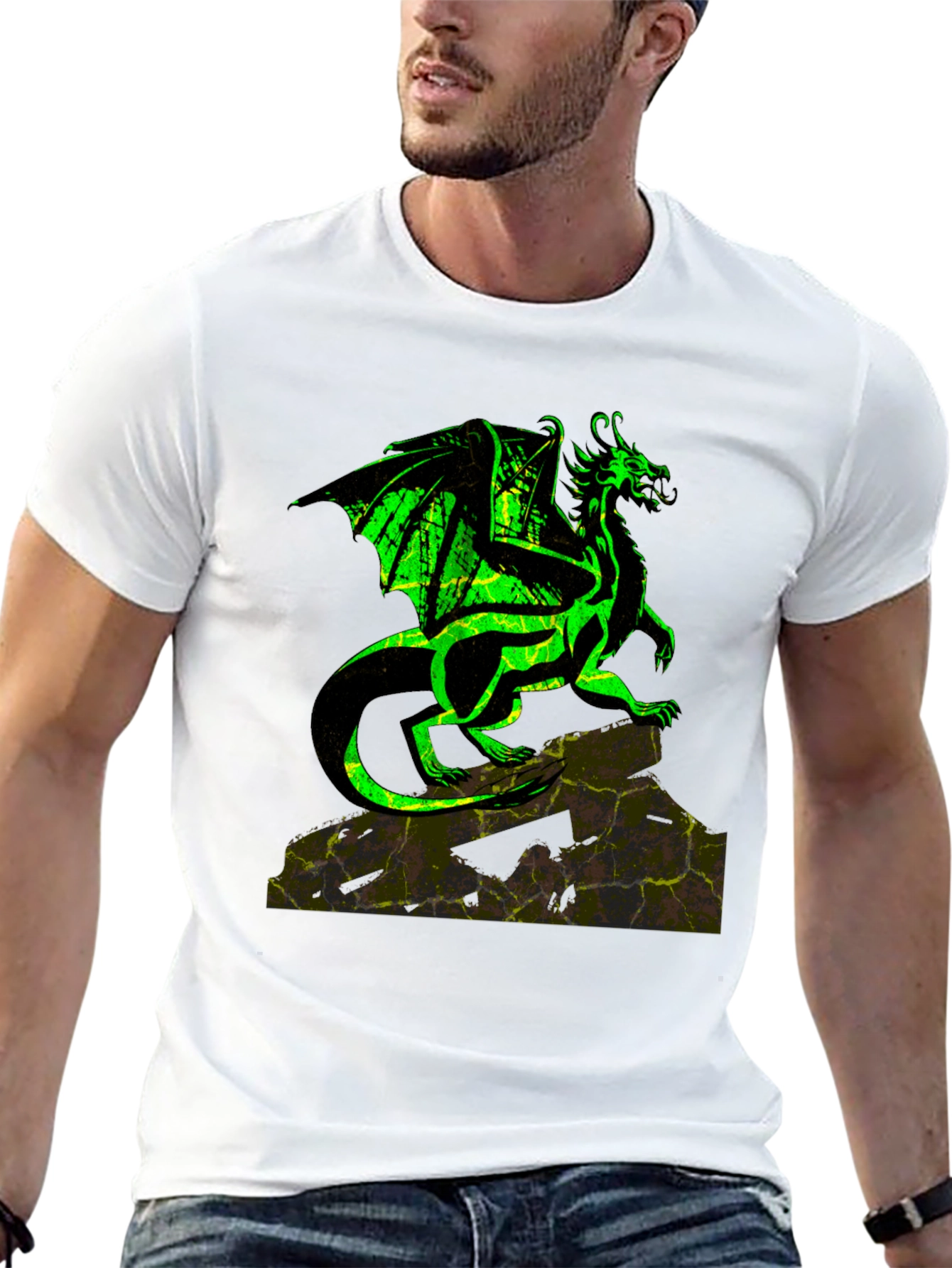 Dragon Graphic Tee - Black Cotton T-Shirt