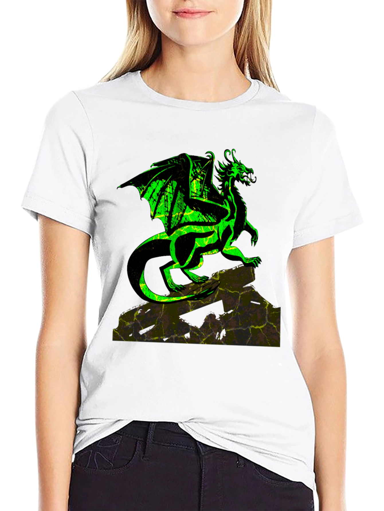 Dragon Graphic Tee - Black Cotton T-Shirt