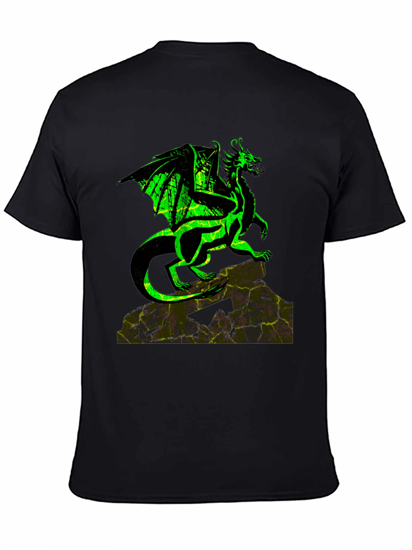 Dragon Graphic Tee - Black Cotton T-Shirt