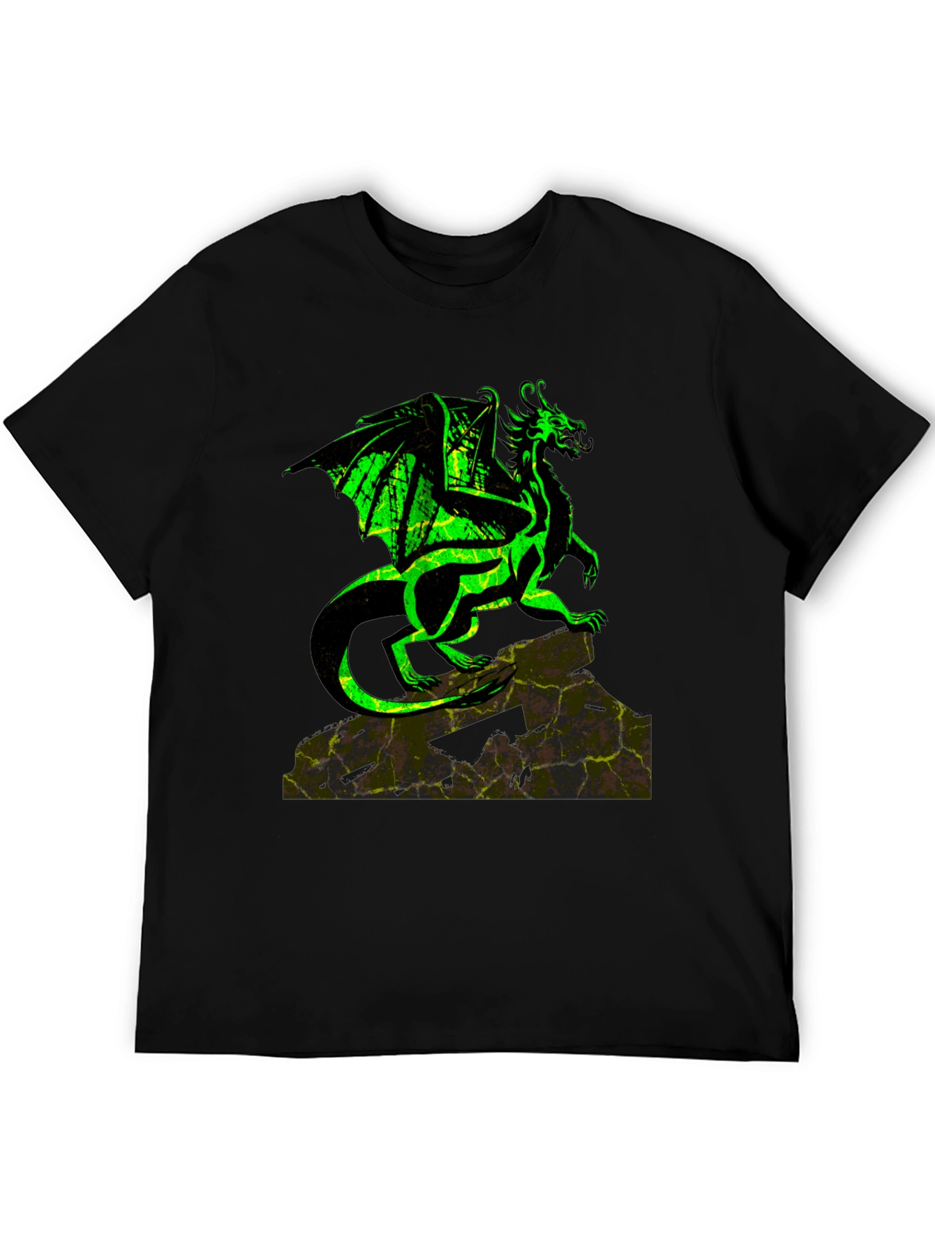 Dragon Graphic Tee - Black Cotton T-Shirt