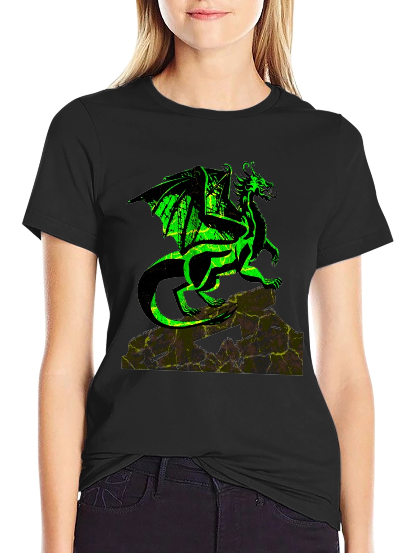 Dragon Graphic Tee - Black Cotton T-Shirt