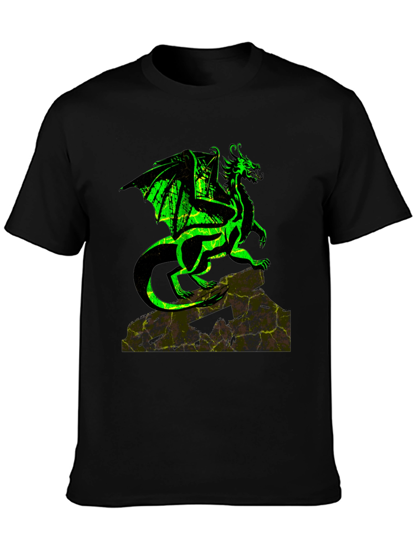 Dragon Graphic Tee - Black Cotton T-Shirt