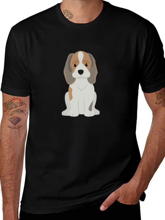 Cute Cartoon Beagle Dog Black T-Shirt