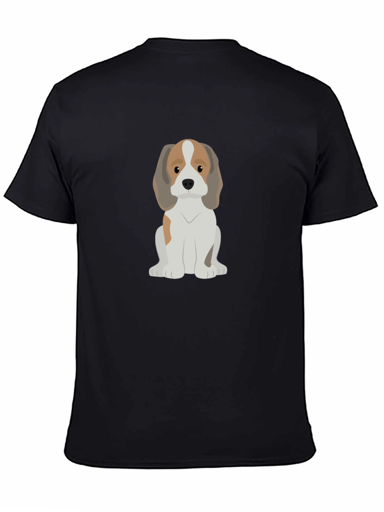 Cute Cartoon Beagle Dog Black T-Shirt