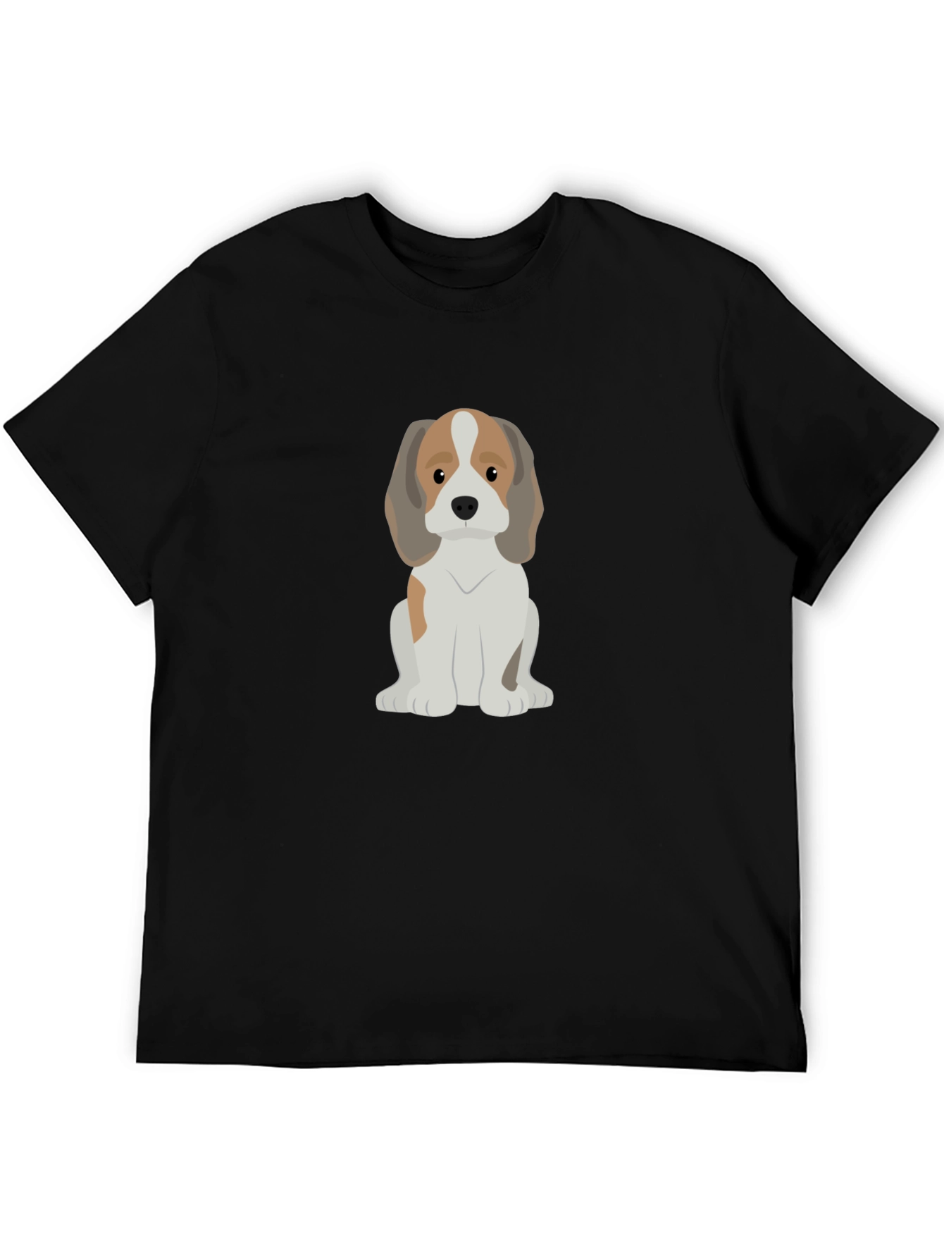 Cute Cartoon Beagle Dog Black T-Shirt