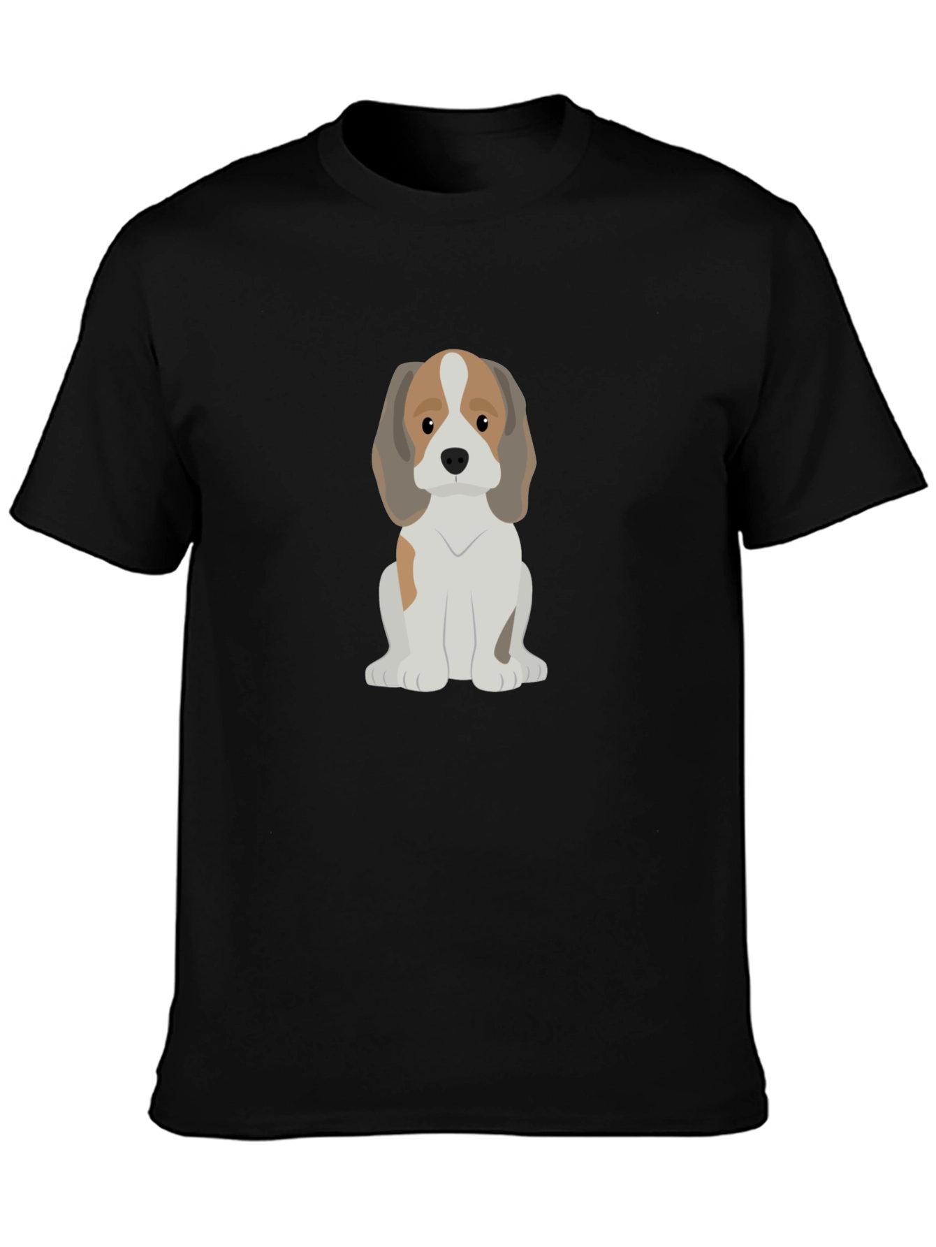Cute Cartoon Beagle Dog Black T-Shirt