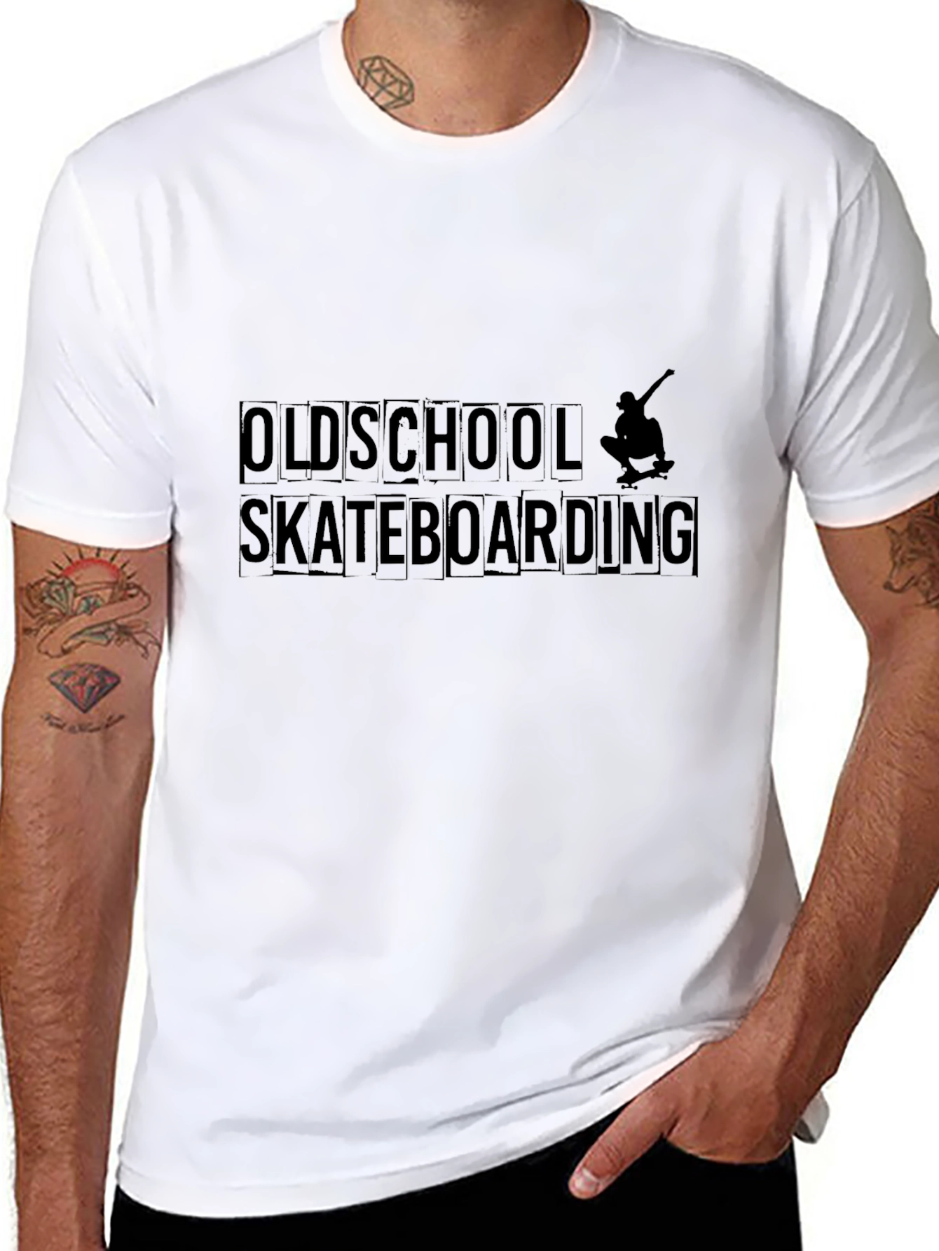 Oldschool Skateboarding Graphic Tee - Black