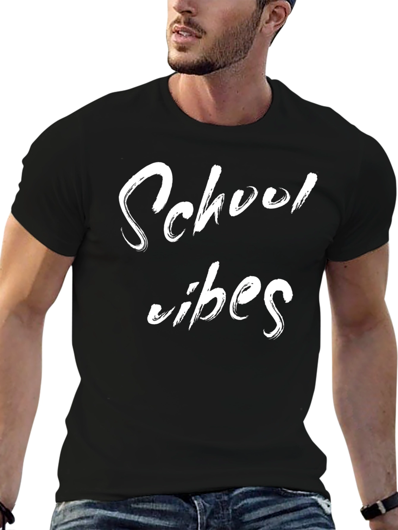 School Vibes T-Shirt - Black Graphic Tee