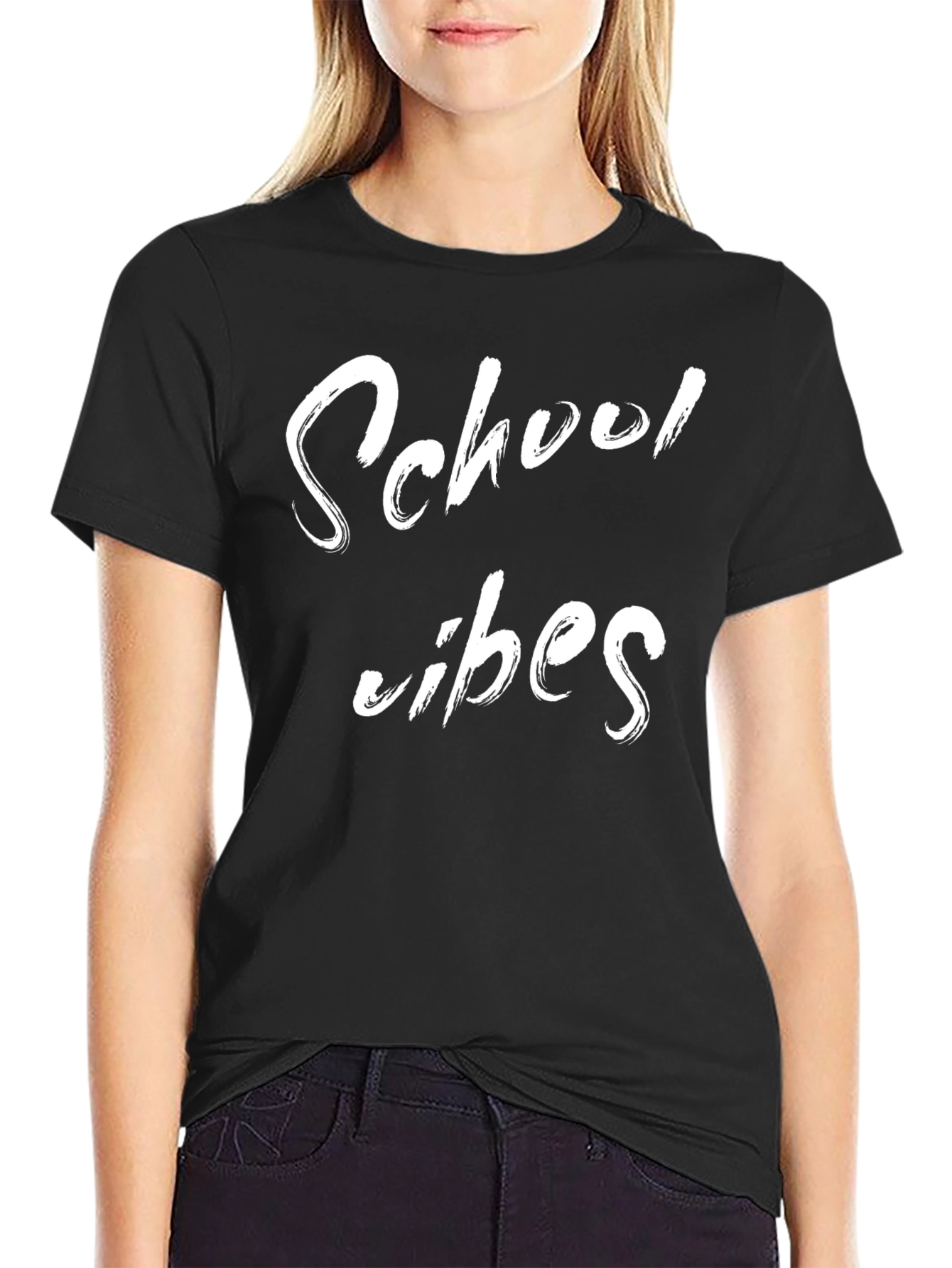 School Vibes T-Shirt - Black Graphic Tee