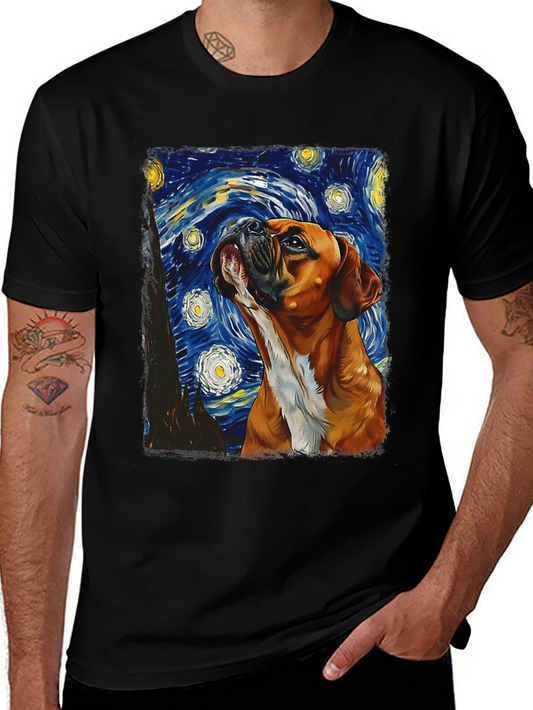 Starry Night Boxer Dog T-Shirt