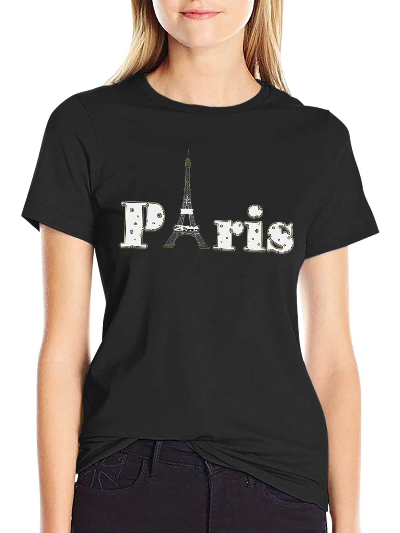 Paris Eiffel Tower Graphic T-Shirt - Casual Black Tee
