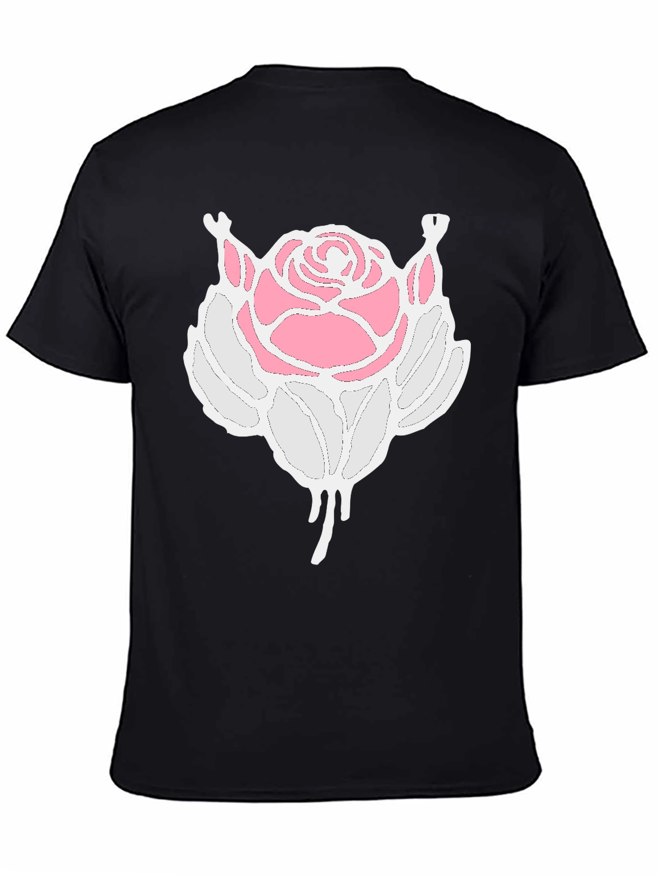 Rose Graphic Tee - Black Cotton Blend Shirt