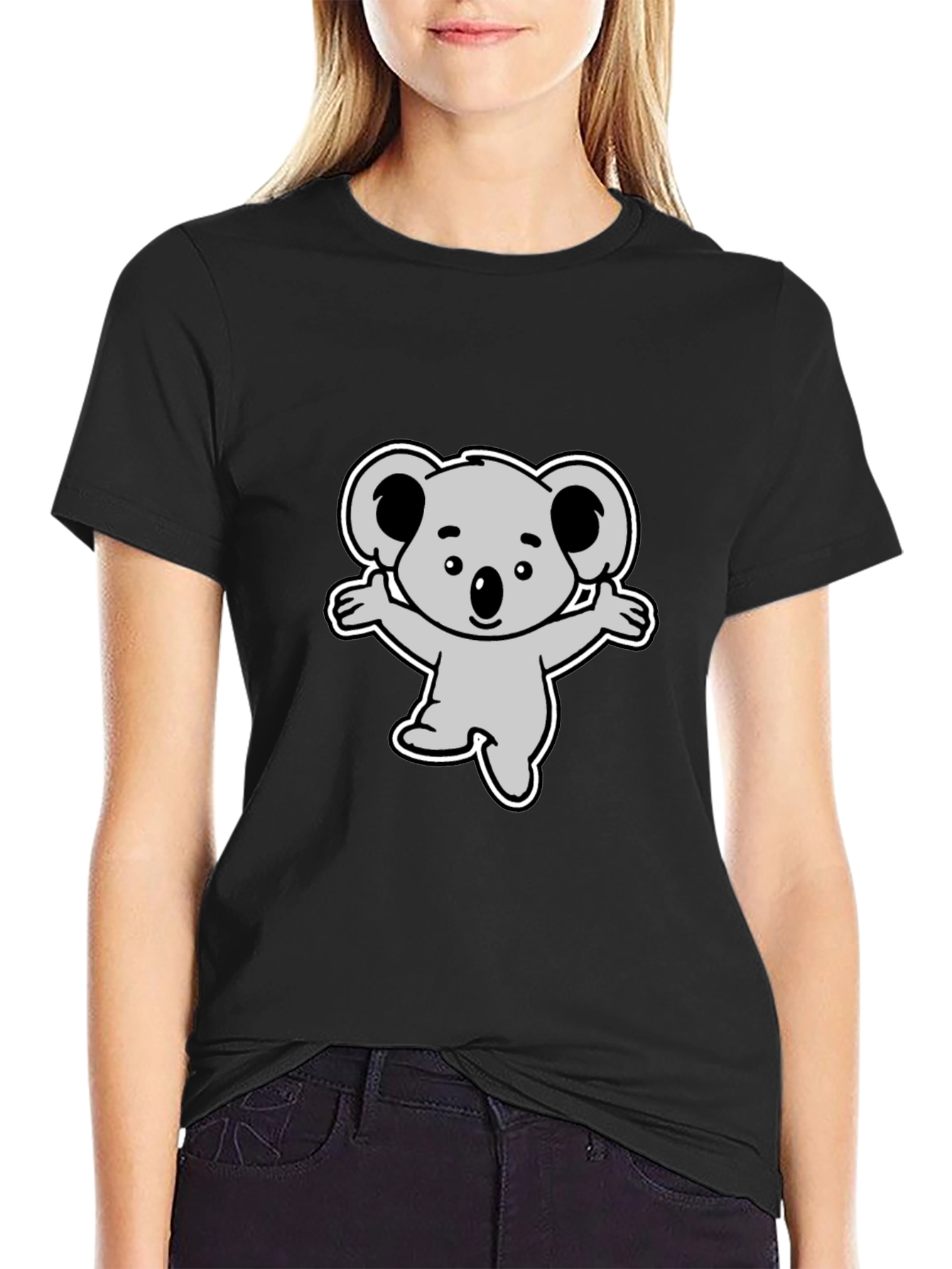 Cute Koala Graphic Black T-Shirt