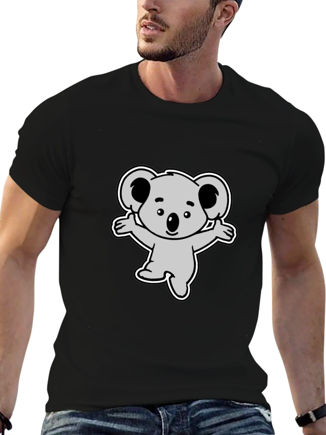 Cute Koala Graphic Black T-Shirt