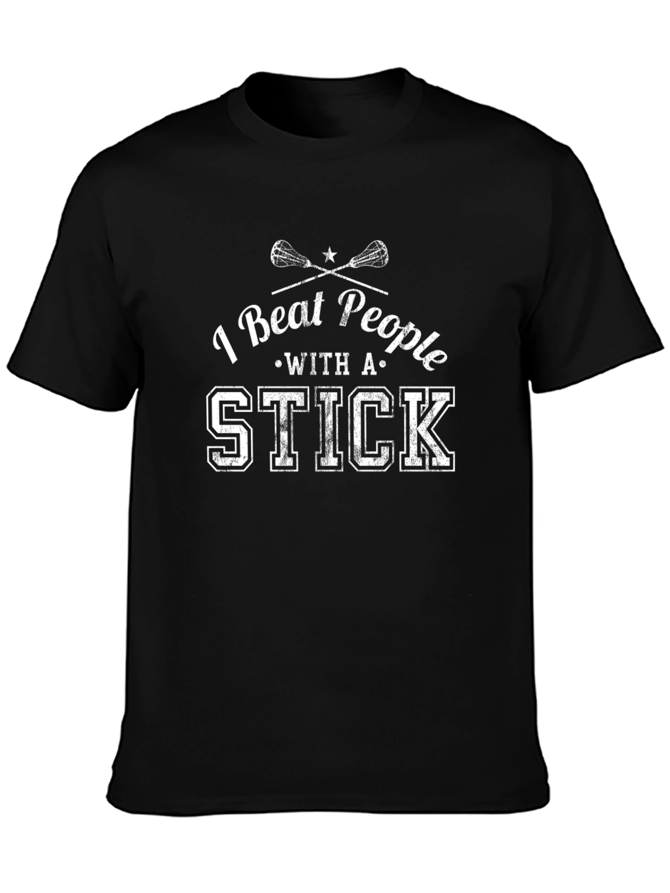 I Beat People With A Stick Black T-Shirt