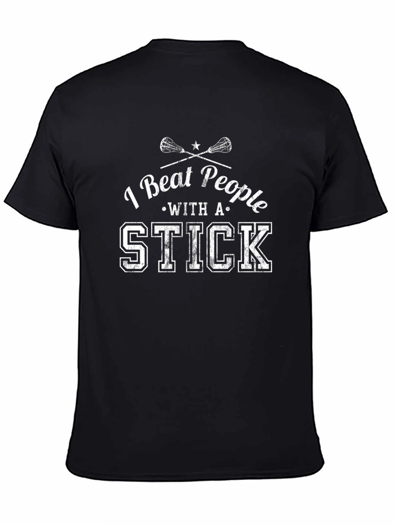 I Beat People With A Stick Black T-Shirt
