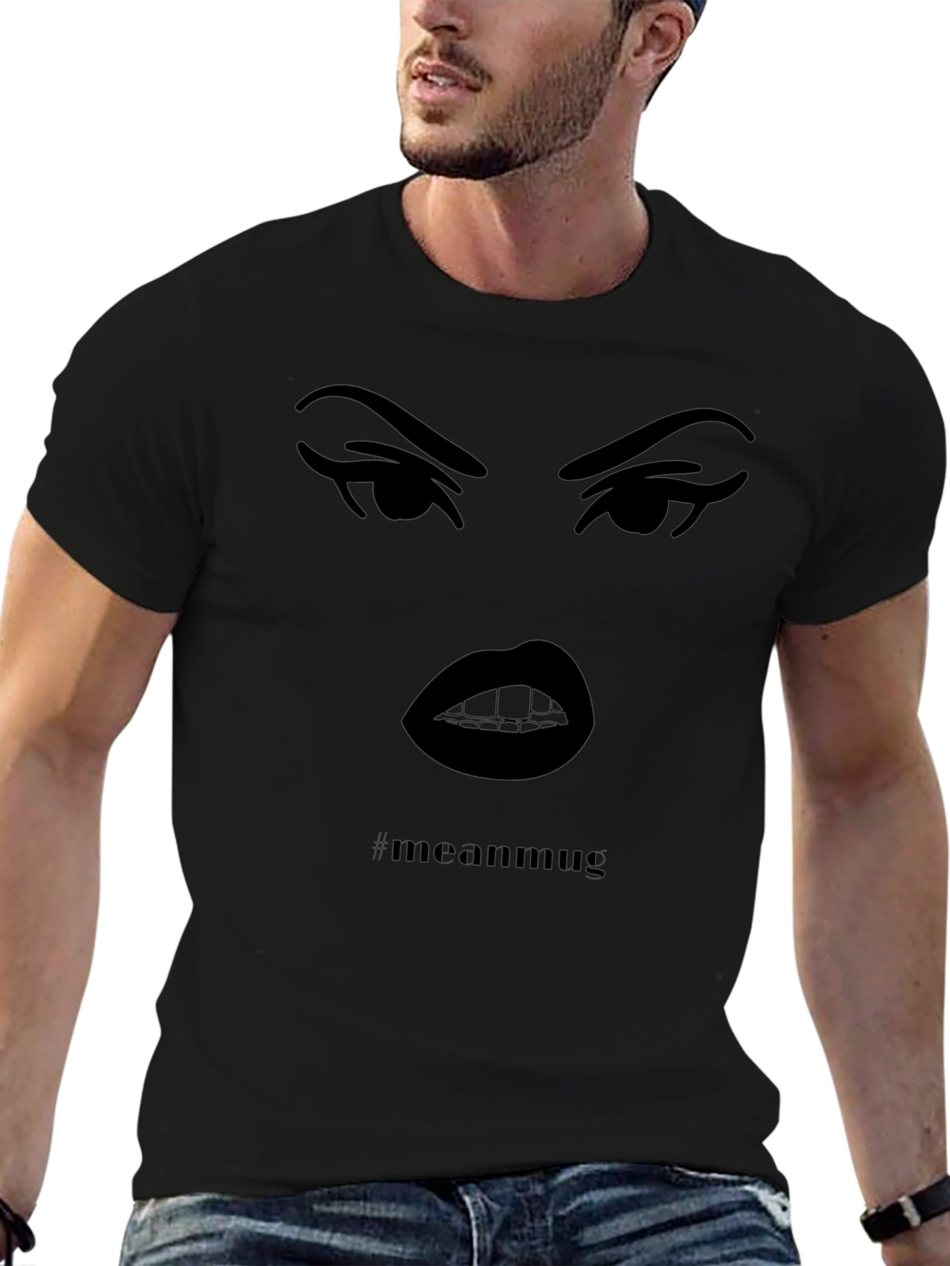 Mean Mug Graphic Tee - Edgy Black T-Shirt