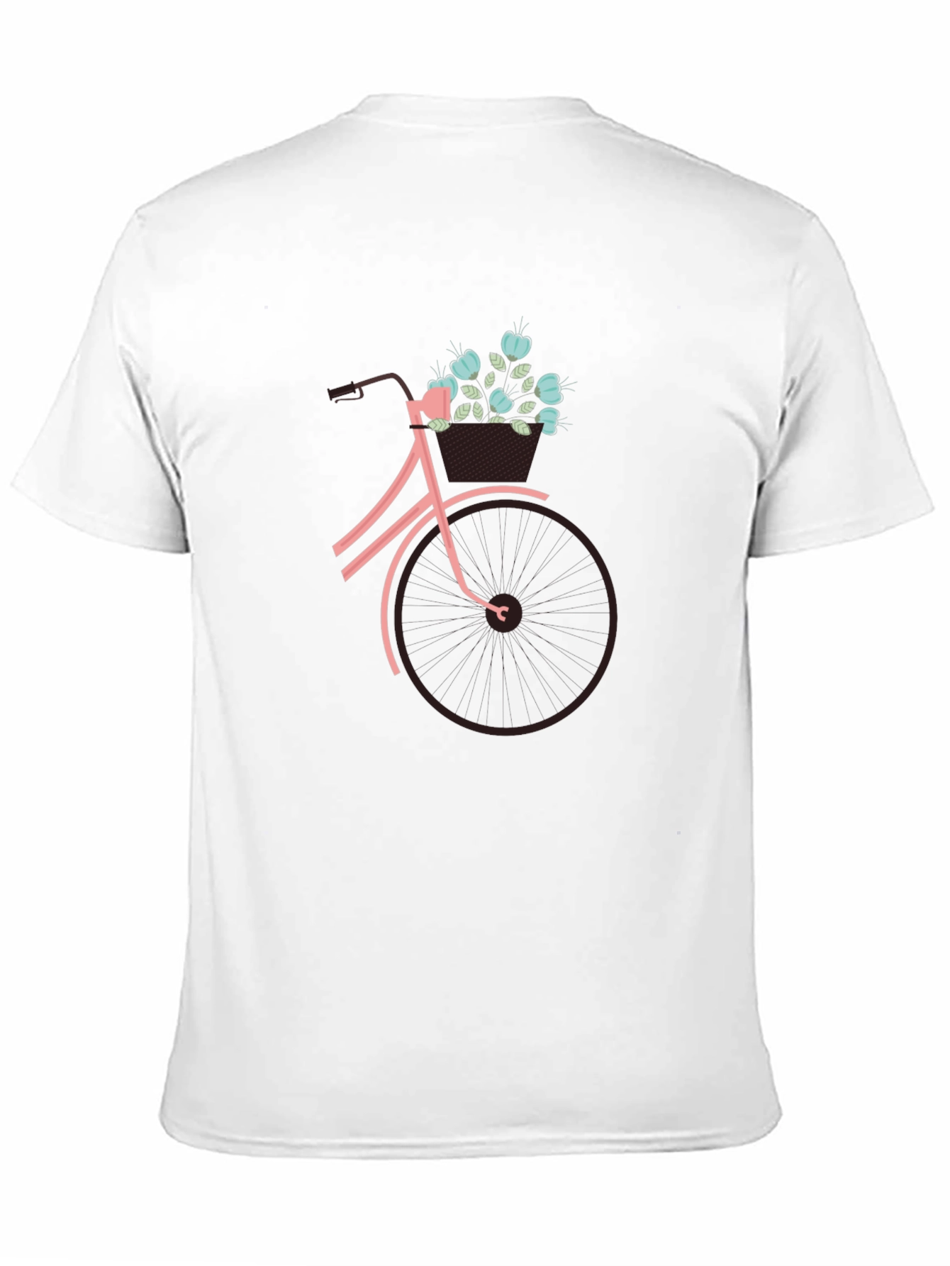 Black Graphic Tee: Bicycle with Flower Basket