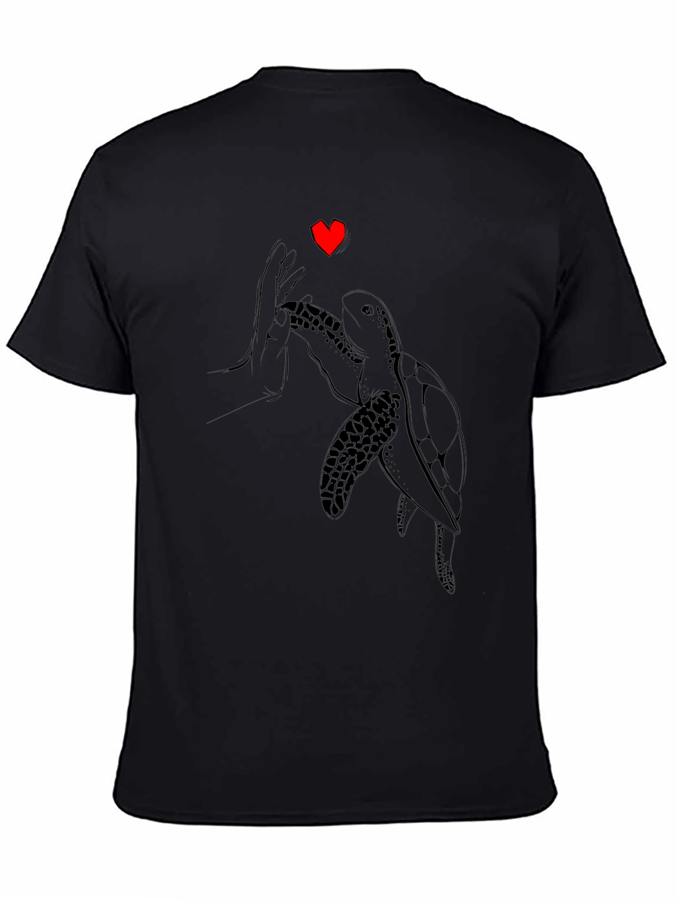 Sea Turtle Love Graphic Tee - Black Cotton T-Shirt
