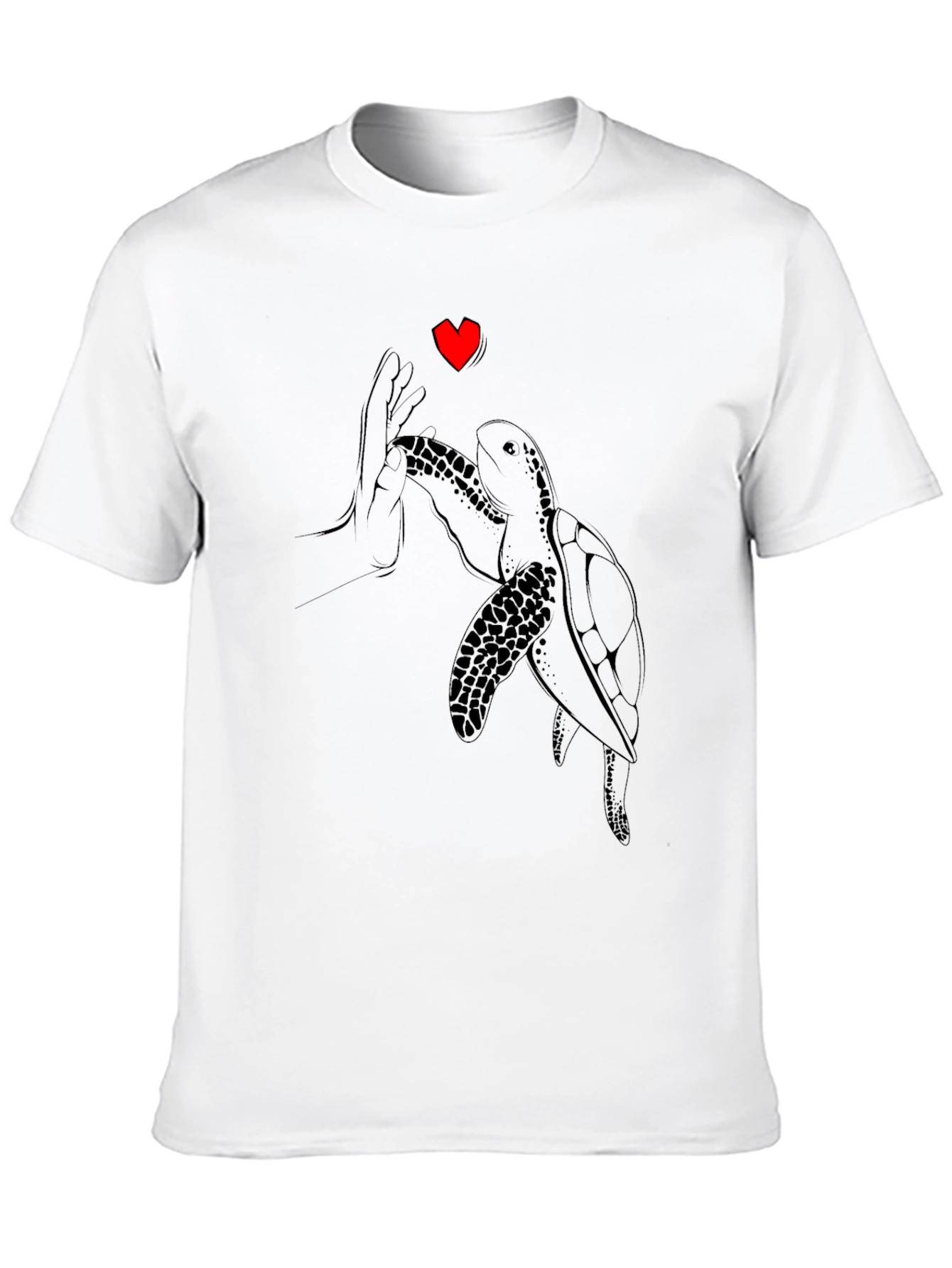 Sea Turtle Love Graphic Tee - Black Cotton T-Shirt
