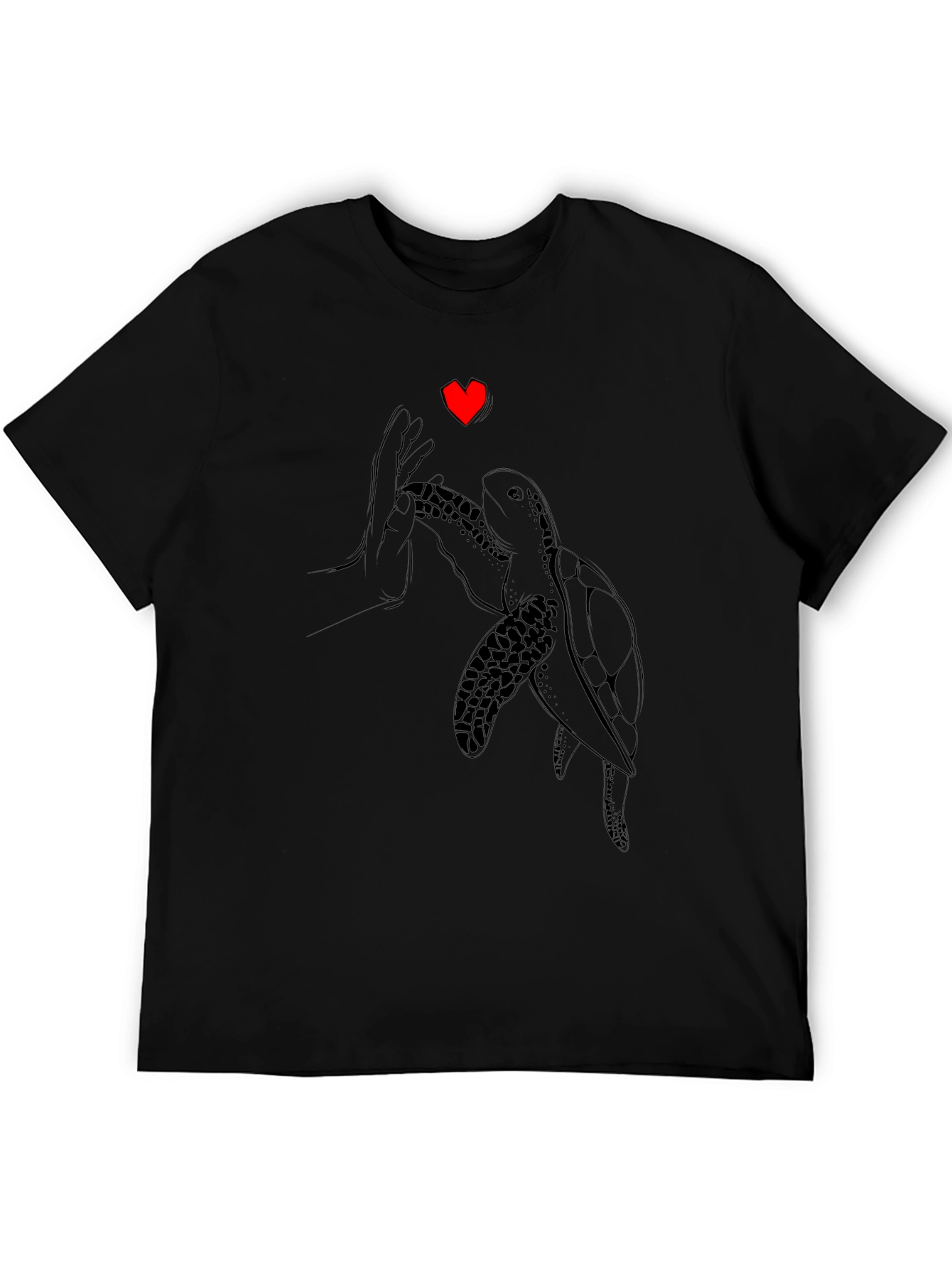 Sea Turtle Love Graphic Tee - Black Cotton T-Shirt