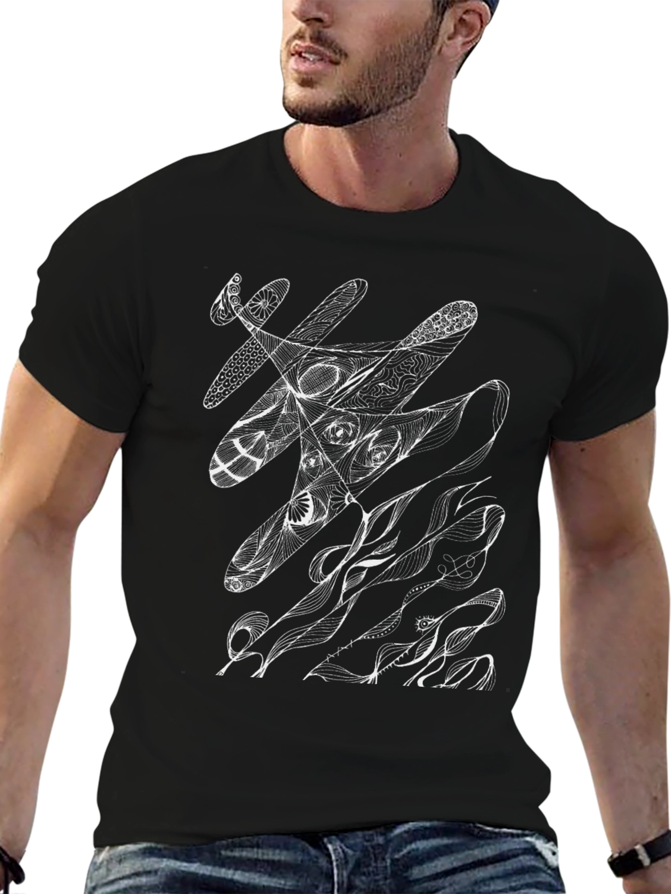 Abstract Art Graphic Tee - Modern Black T-Shirt