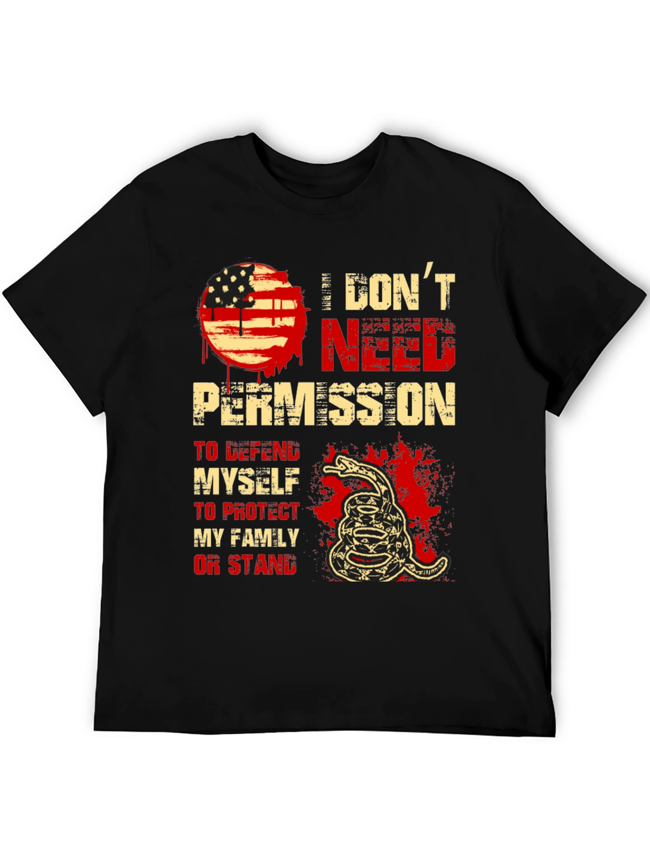 I Dont Need Permission T-Shirt - Patriotic Snake Design
