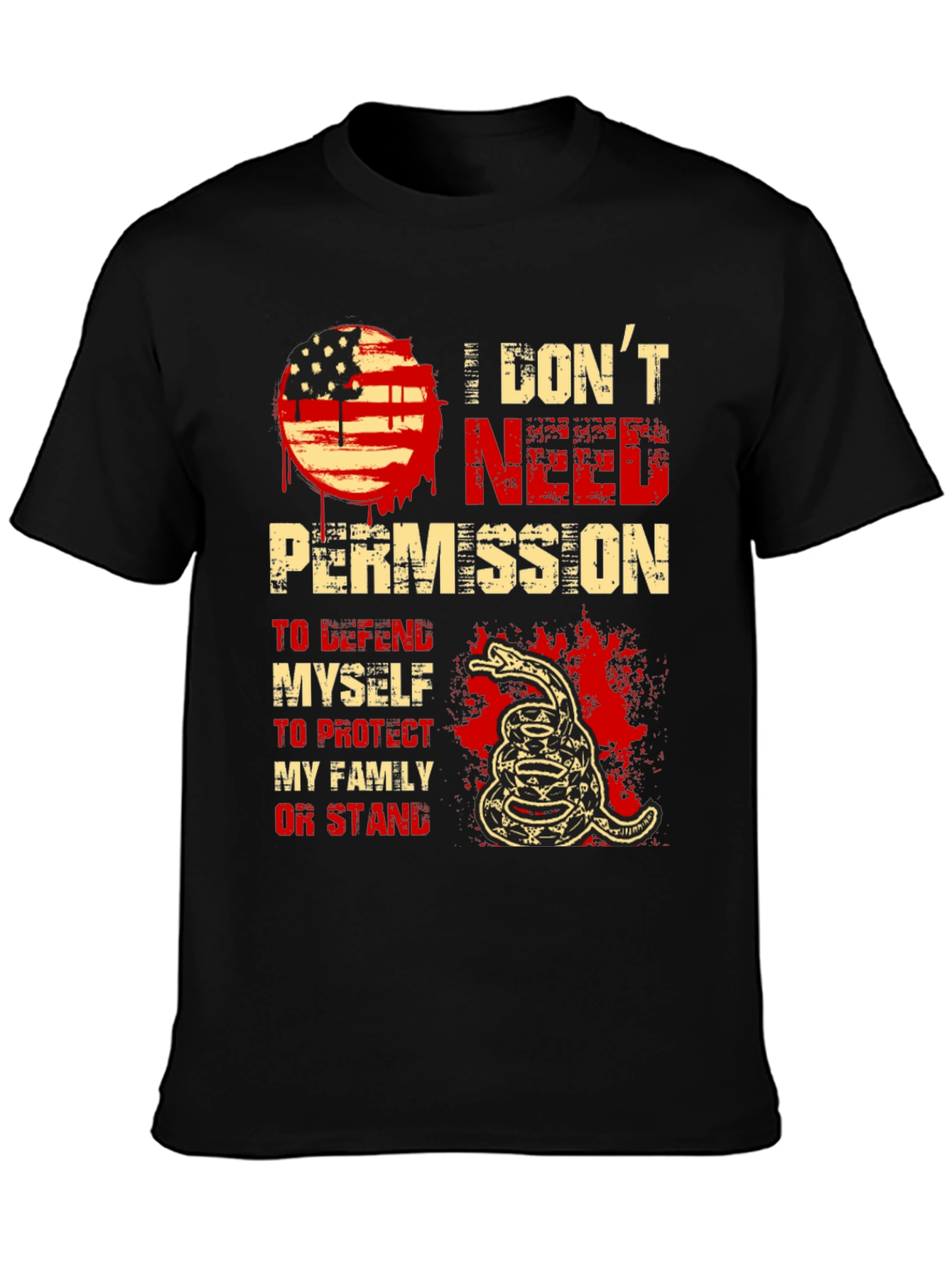 I Dont Need Permission T-Shirt - Patriotic Snake Design