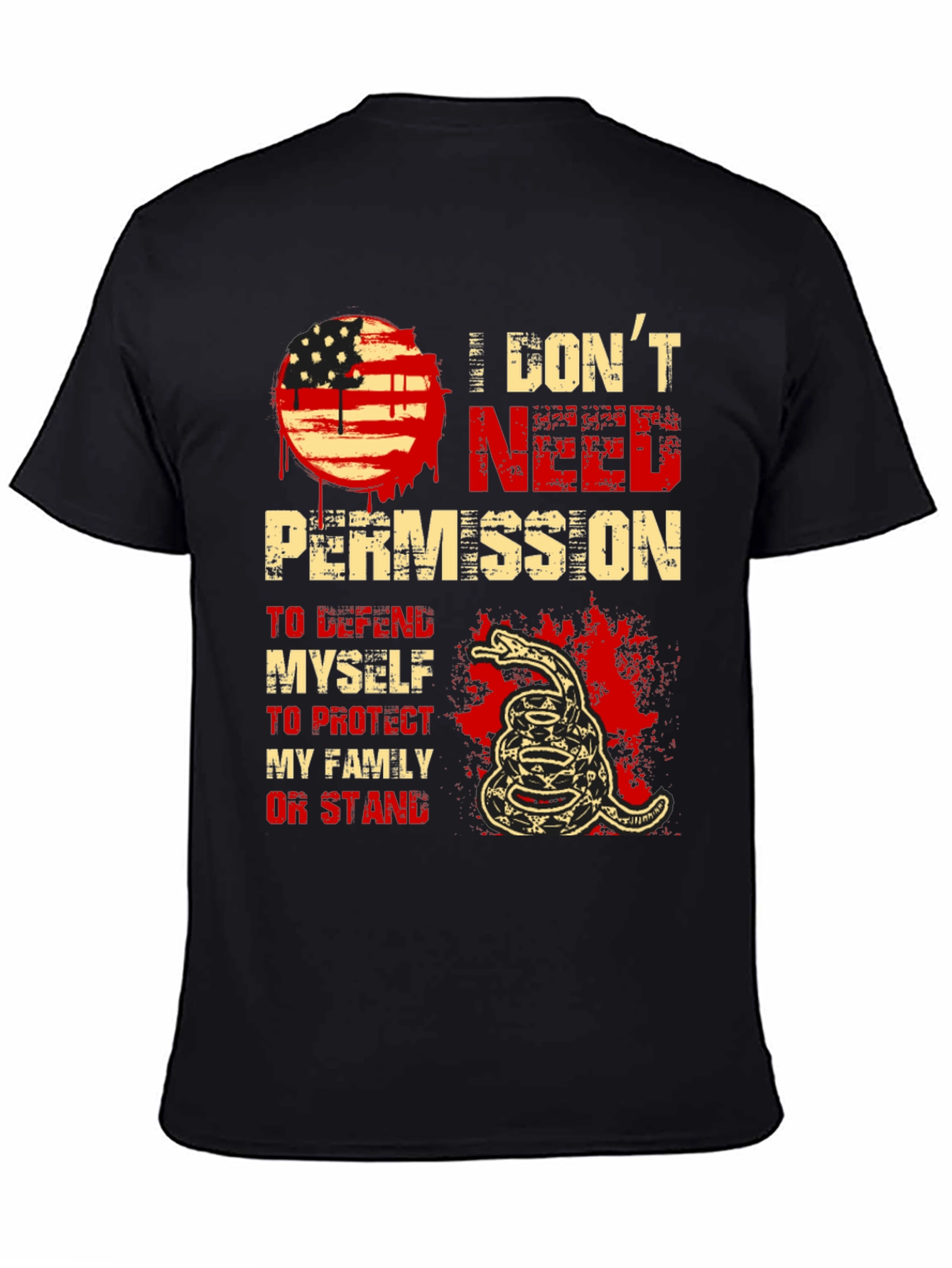 I Dont Need Permission T-Shirt - Patriotic Snake Design