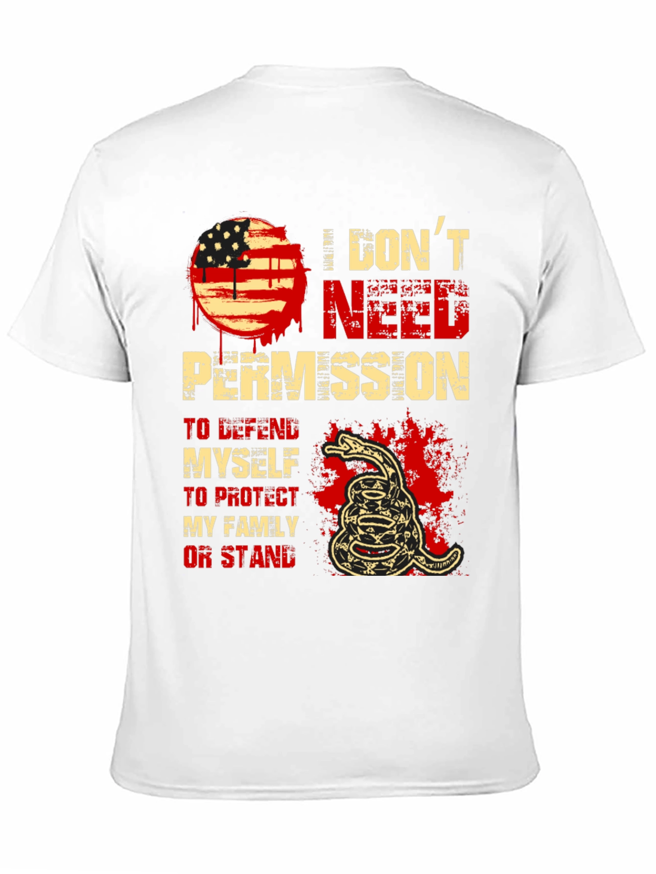 I Dont Need Permission T-Shirt - Patriotic Snake Design